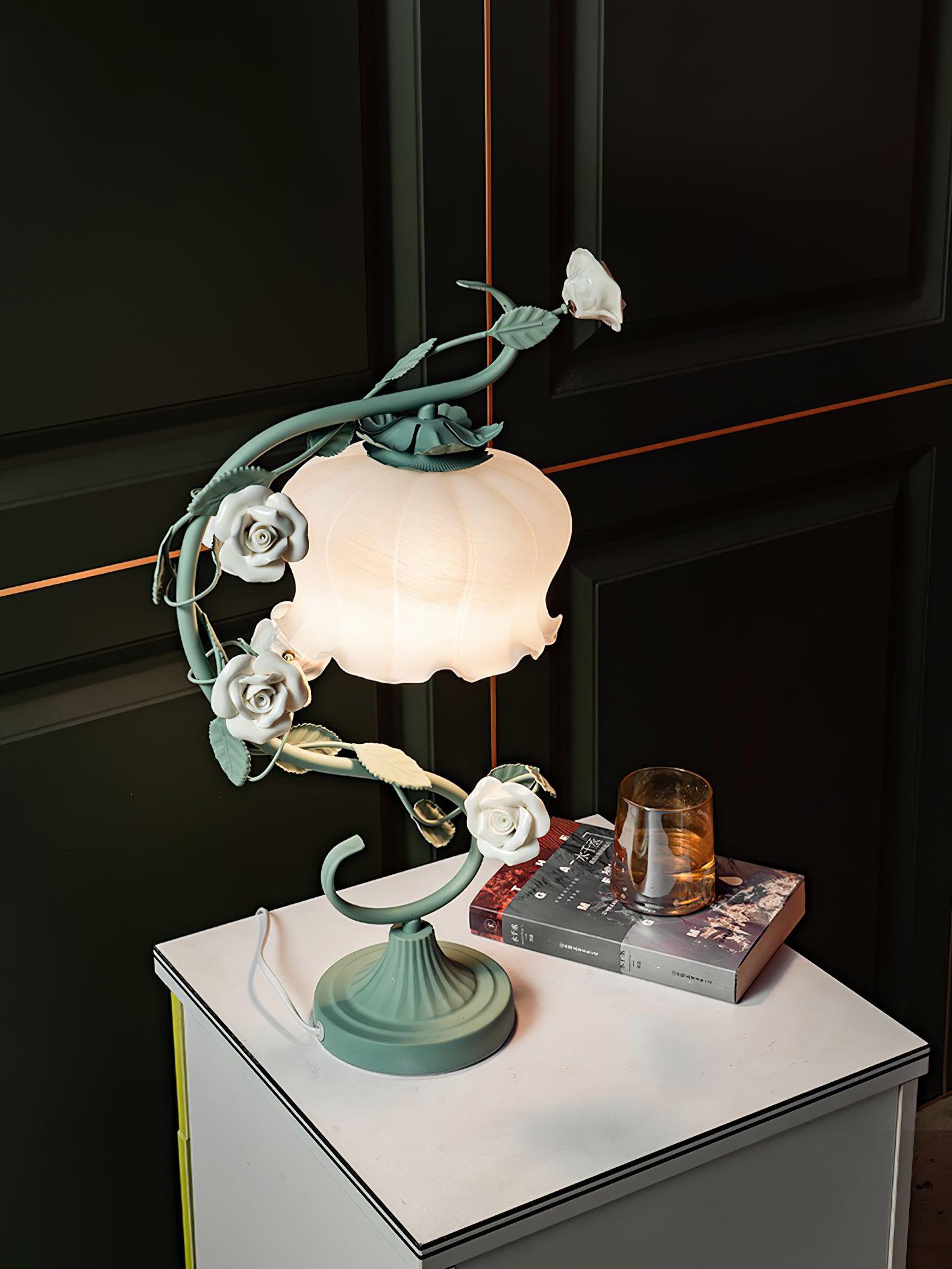 Rose Glass Gooseneck Table Lamp 12.2