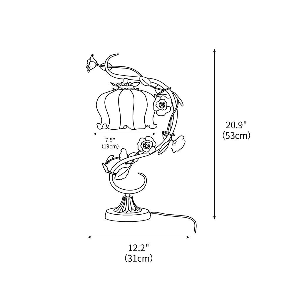 Rose Glass Gooseneck Table Lamp 12.2