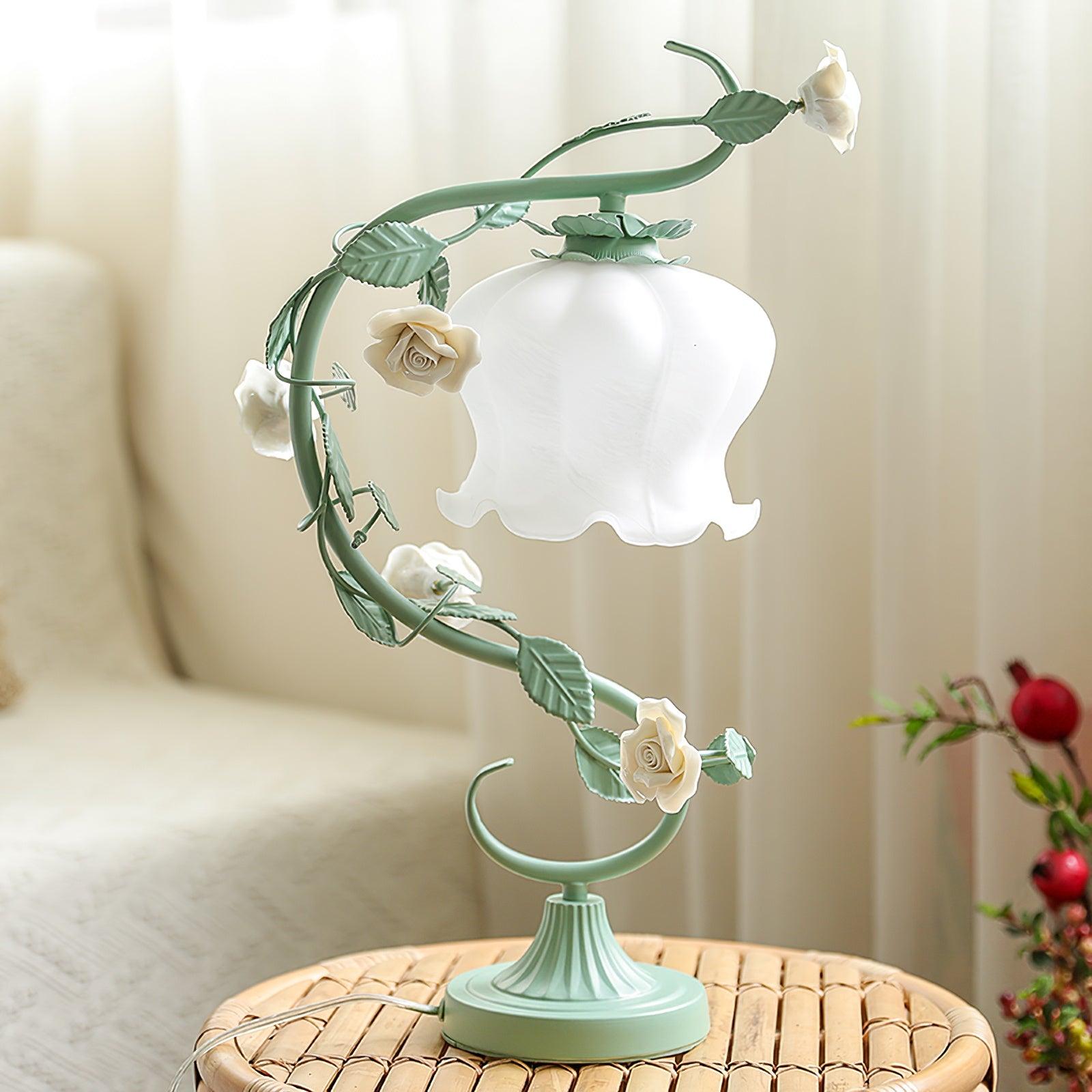 Rose Glass Gooseneck Table Lamp 12.2