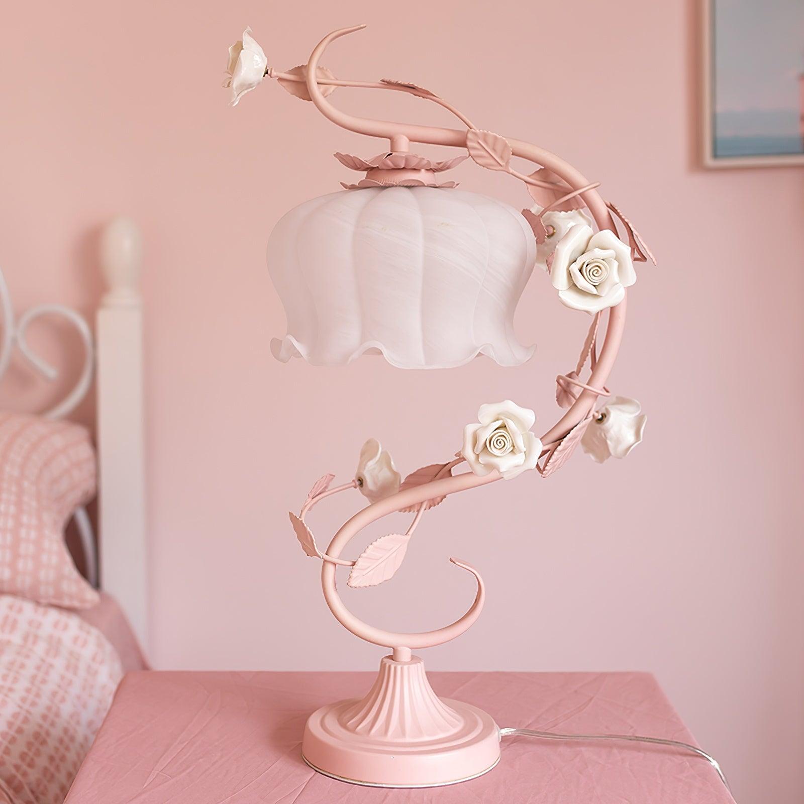 Rose Glass Gooseneck Table Lamp 12.2