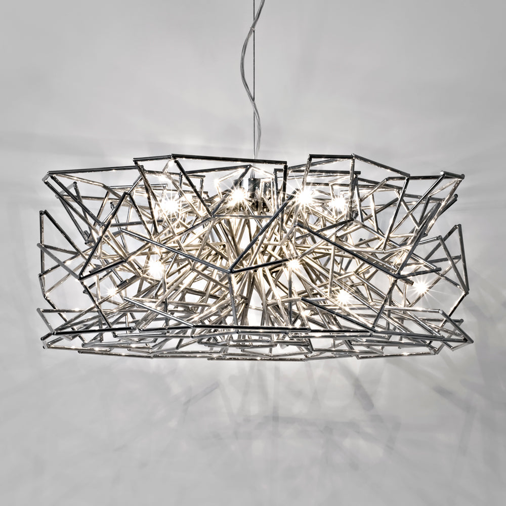 Round Geometric Silver Chandelier