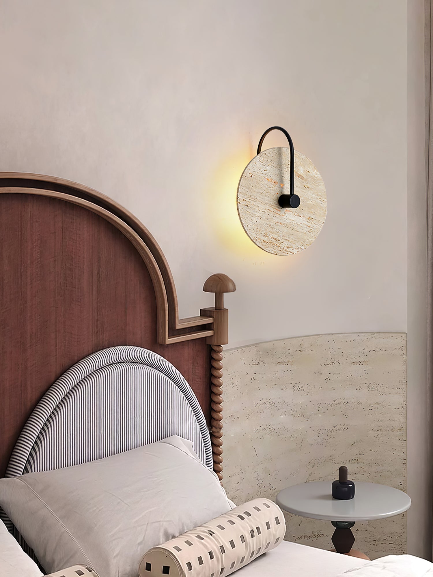 Round Travertine Wall Lamp 9.8