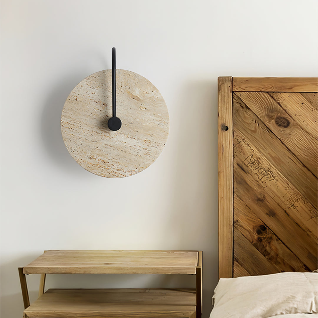 Round Travertine Wall Lamp 9.8