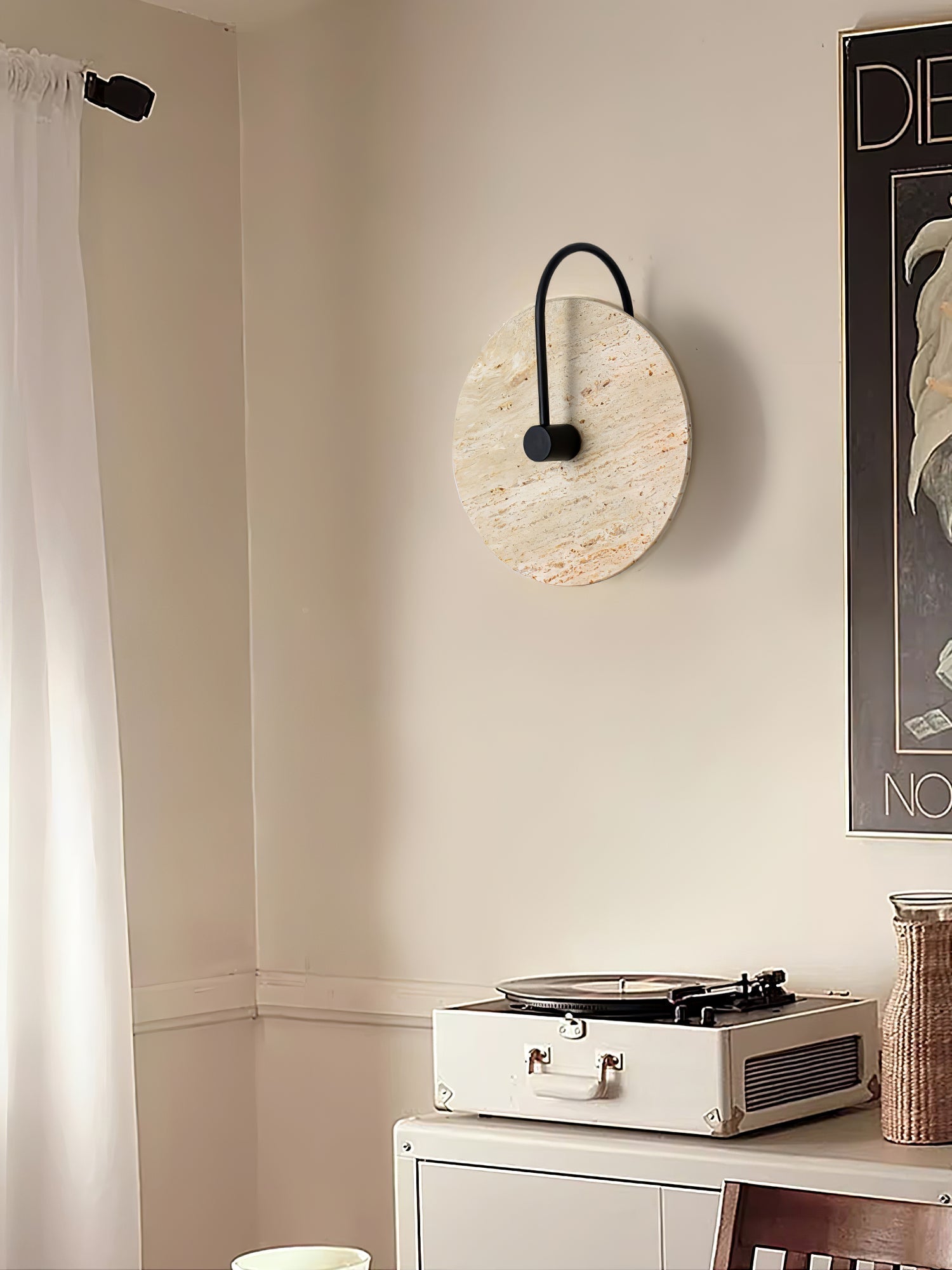 Round Travertine Wall Lamp 9.8