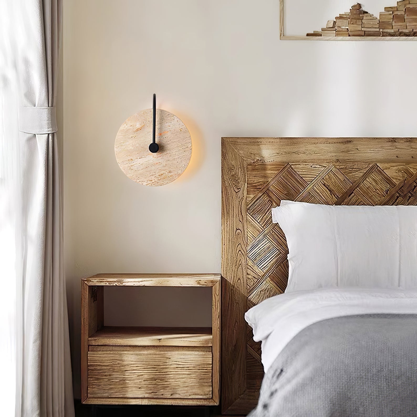 Round Travertine Wall-mounted Light Wall Lamp