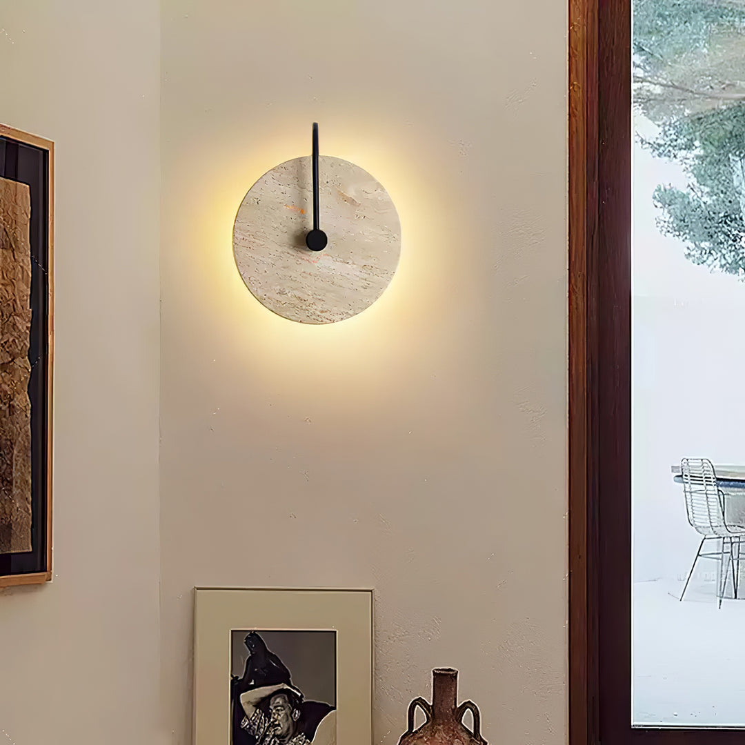 Round Travertine Wall Lamp 9.8