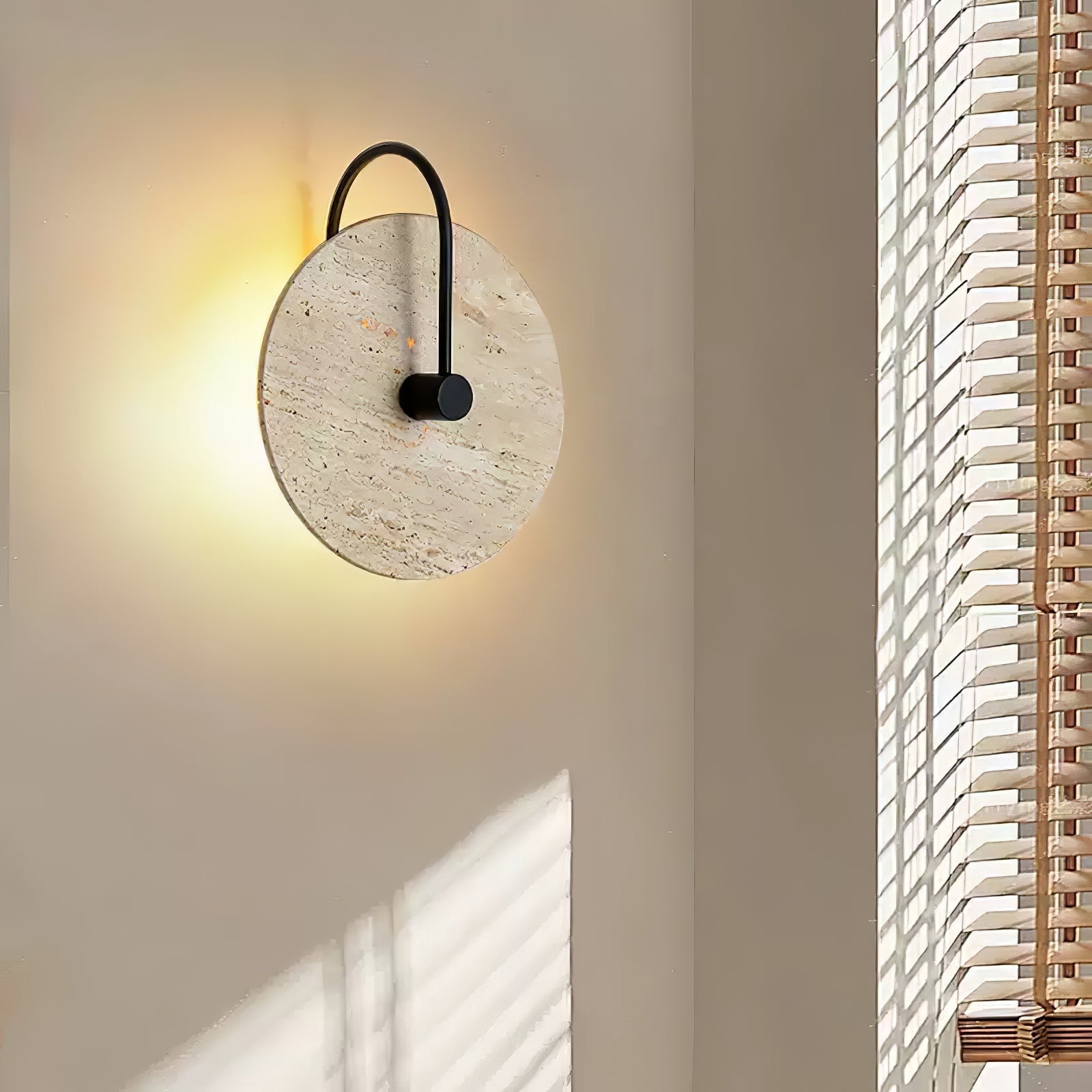 Round Travertine Wall Lamp 9.8