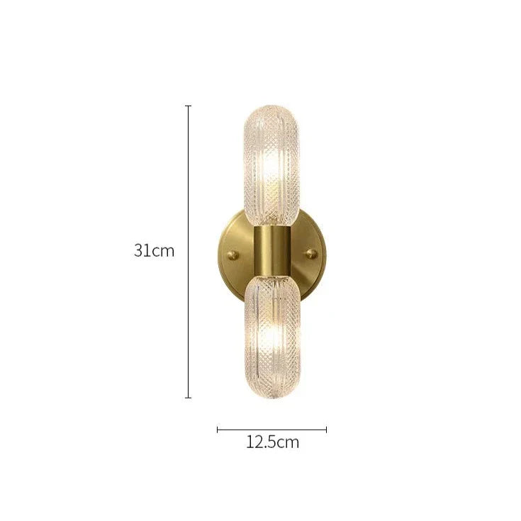 Palermo 12" Brass Wall Light Wall Light, Bathroom Wall Sconce, detail 7