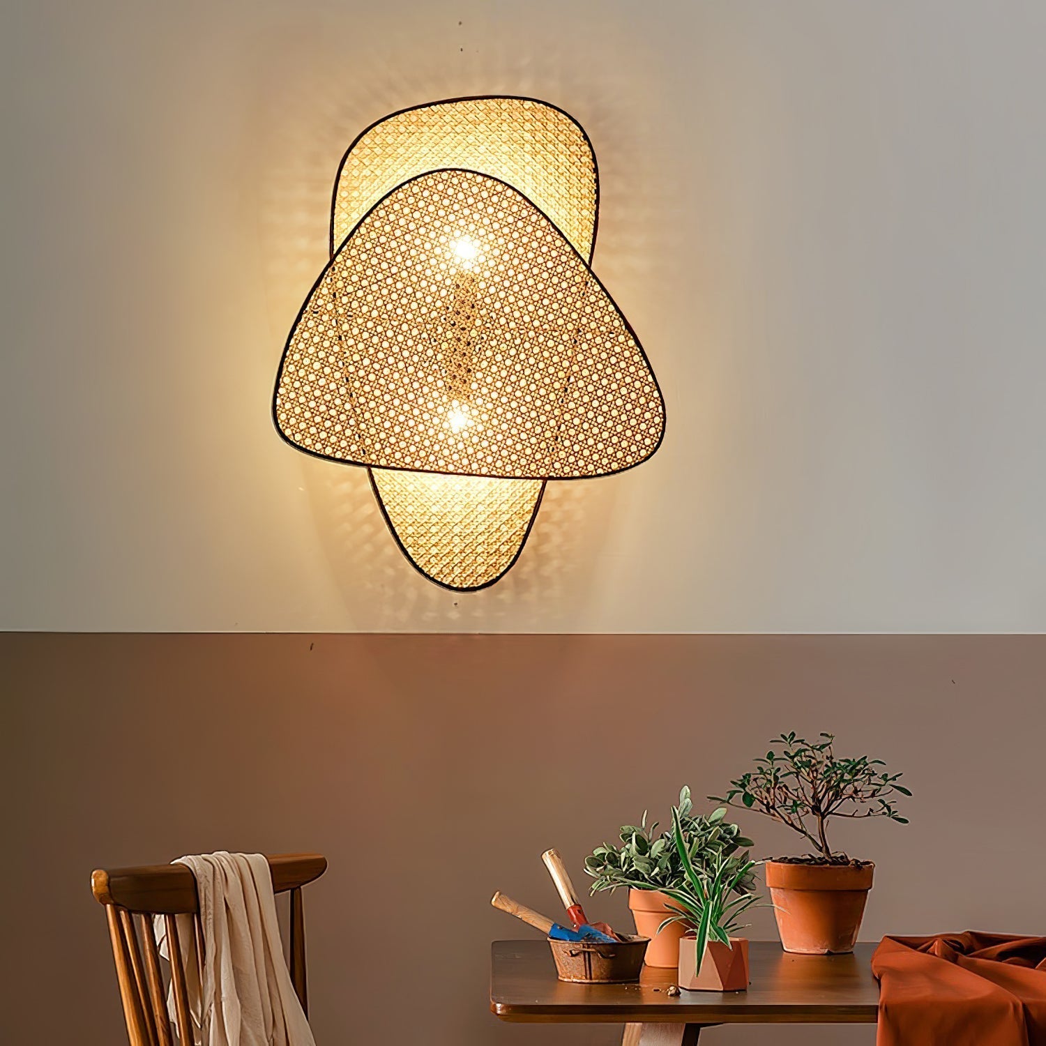 Screen Cannage Wall Light - Dia 33cm x H 42cm Bamboo, Hardwired Wall Sconce, detail 5
