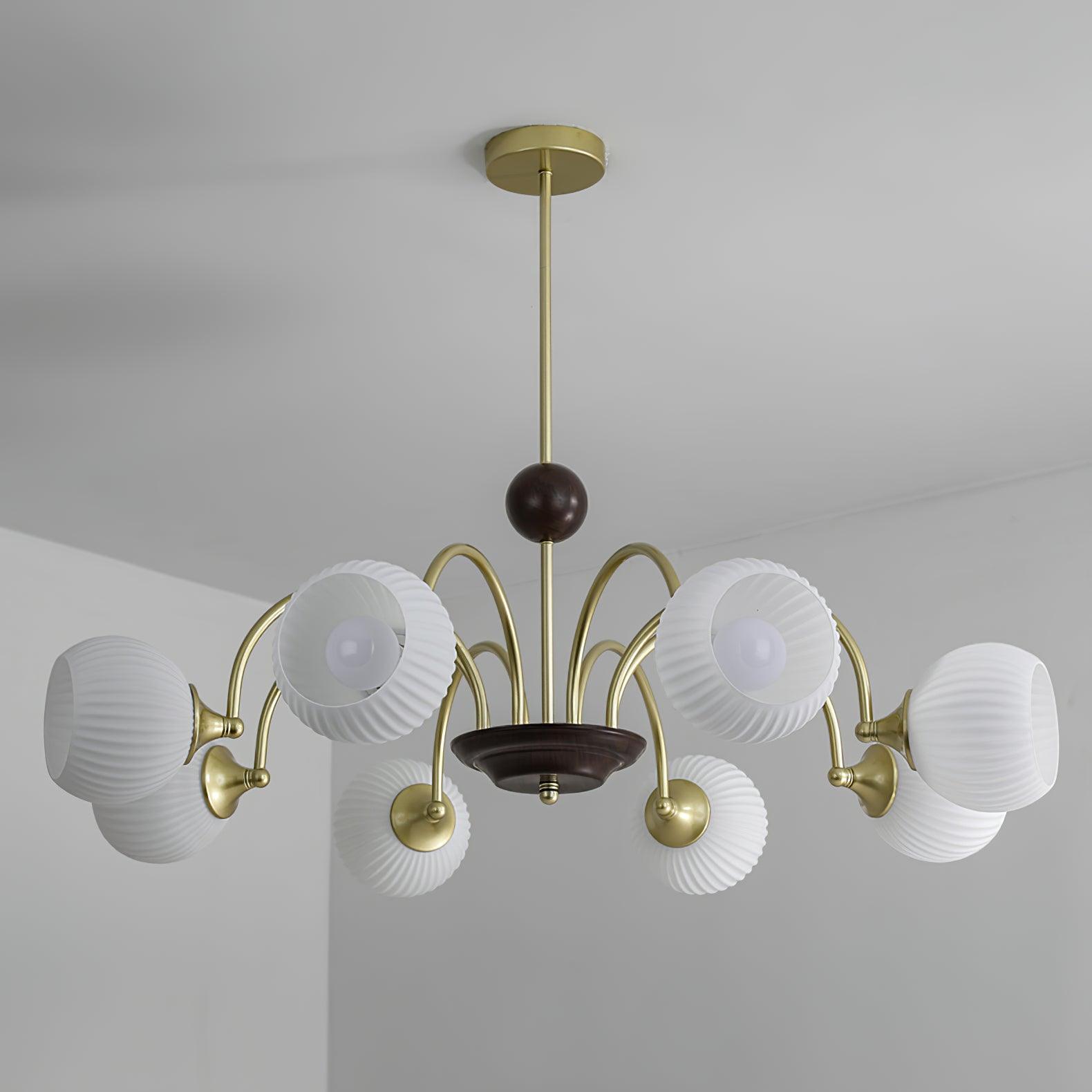 Sculptural Glass Ribbed Chandelier