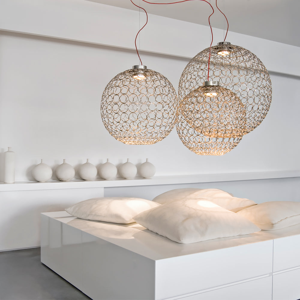 Silver Metal Ball Light Chandelier