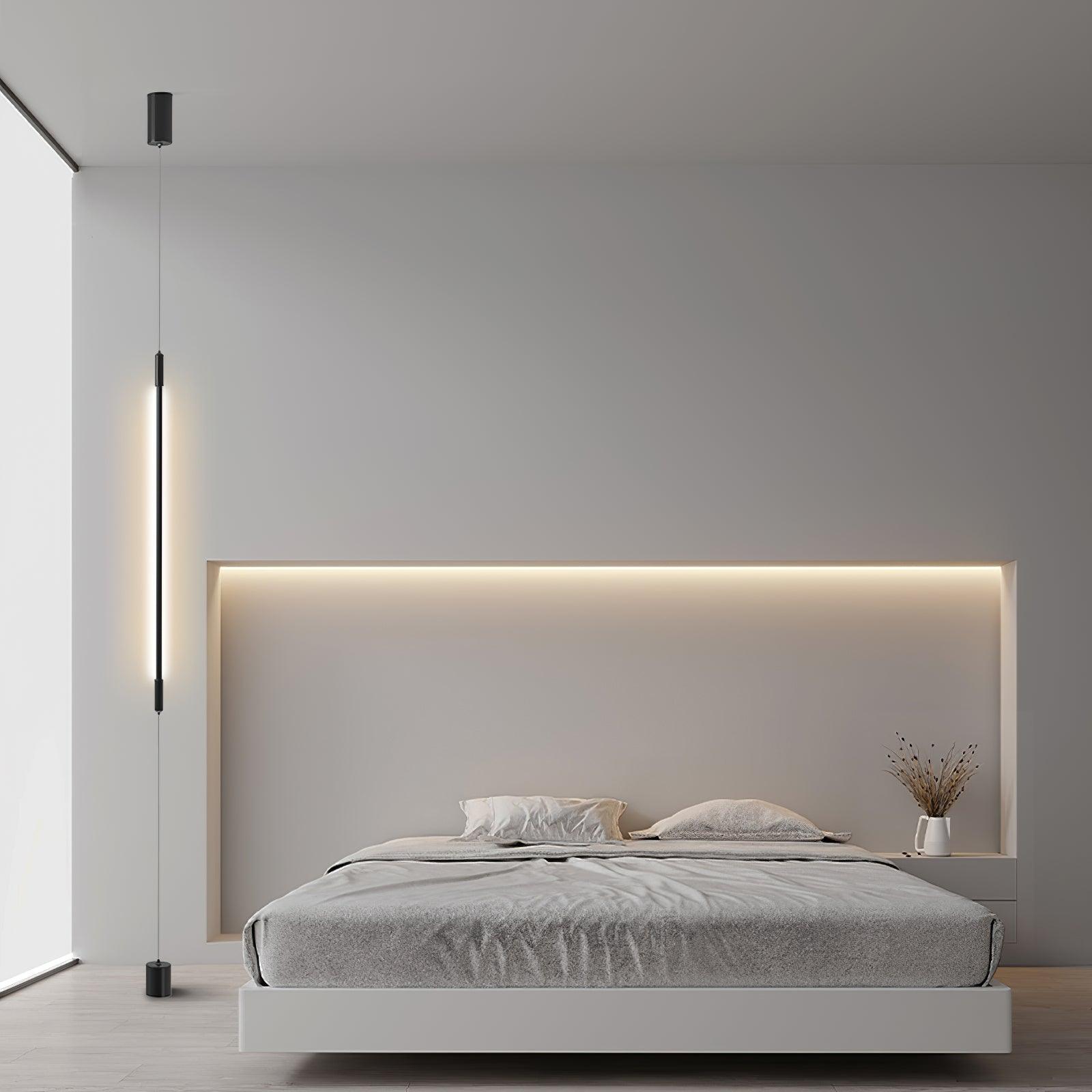 Side view of metal floor lamp for scale and shape reference