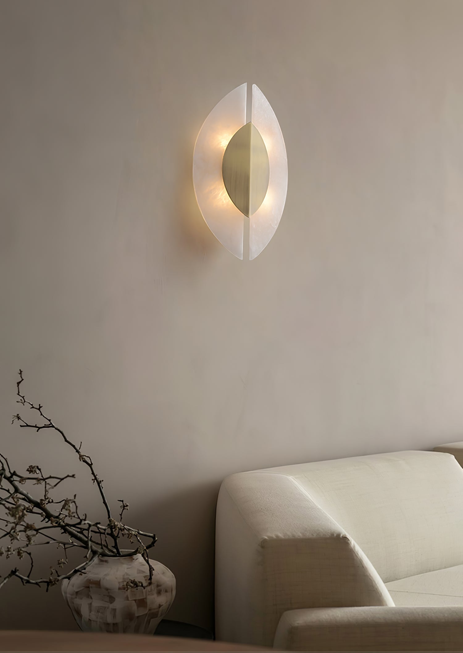 Solari Alabaster Leaf Wall Light, Hardwired Wall Sconce, detail 6