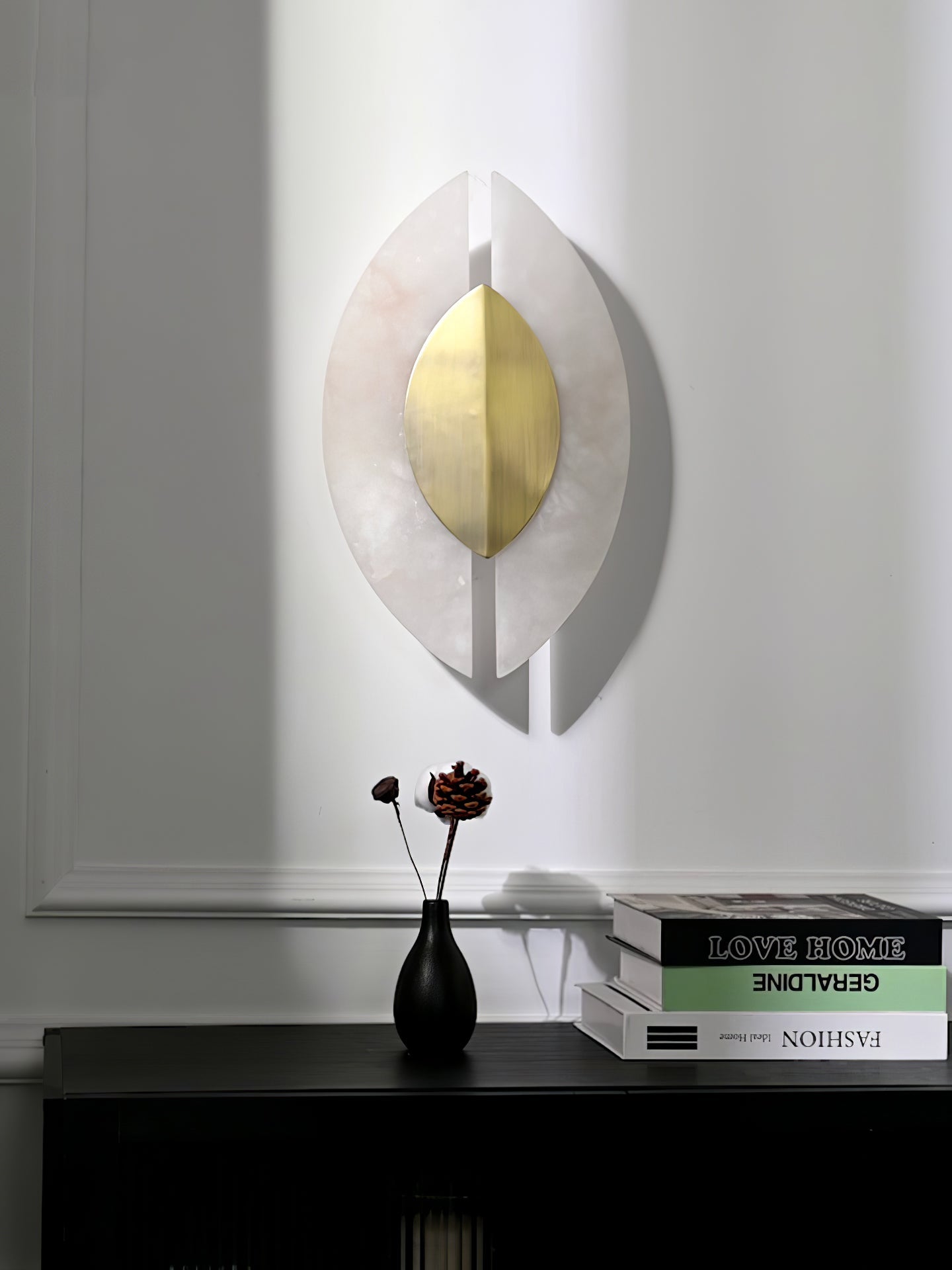 Solari Alabaster Leaf Wall Light, Hardwired Wall Sconce, detail 14
