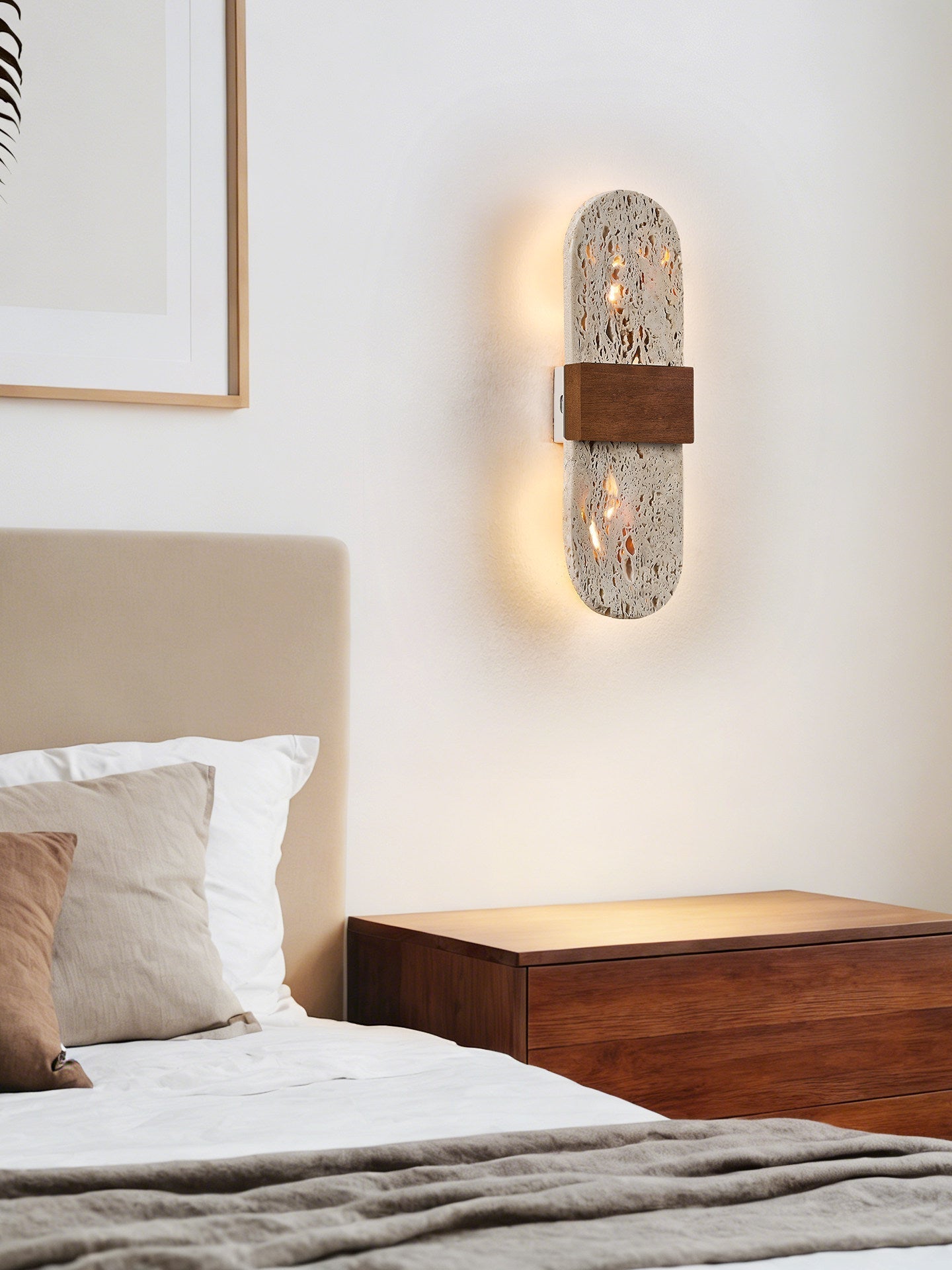 Solis Travertine Wall Light, Hardwired Wall Sconce, detail 11