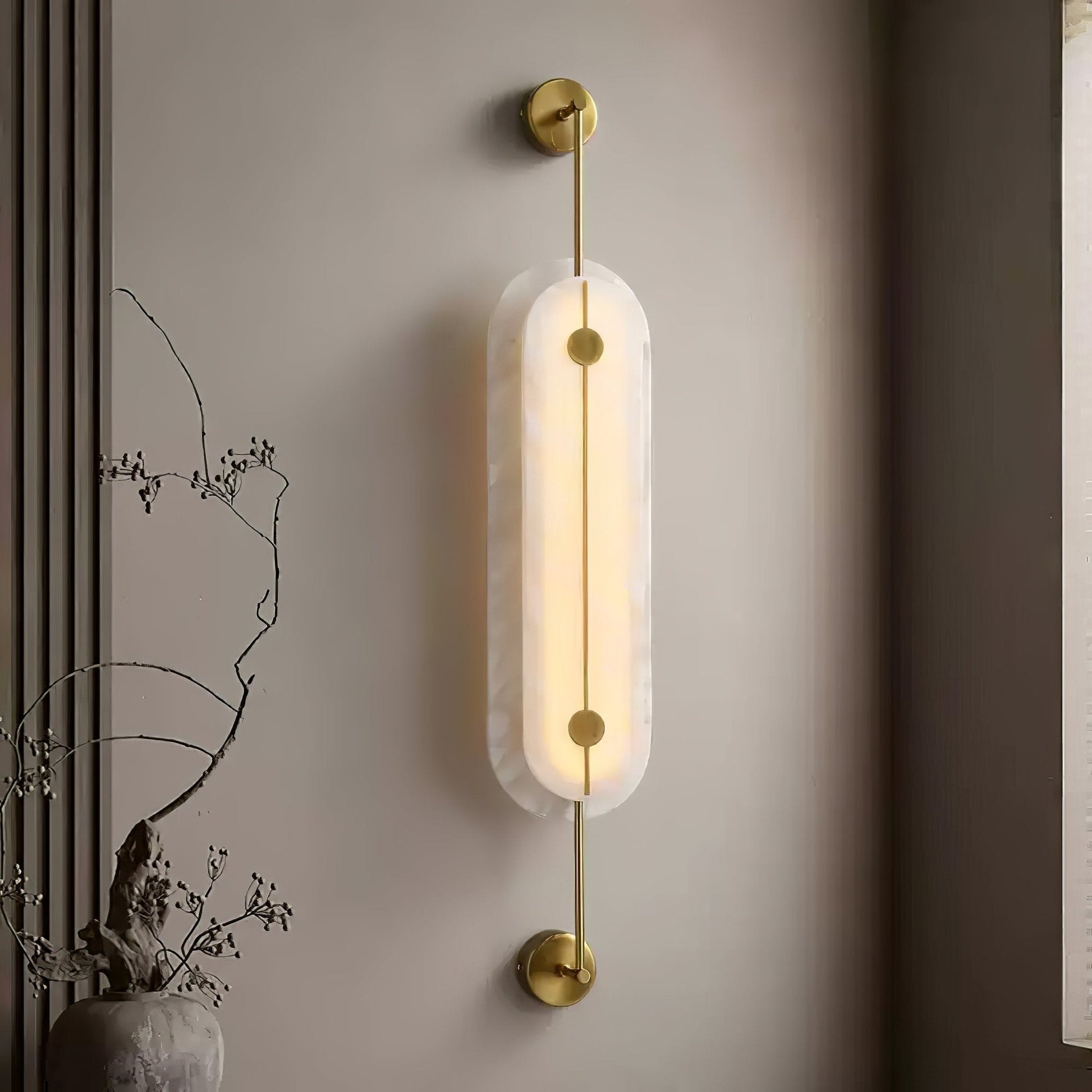 Solvane Alabaster Wall Light - Dia 18cm x H 80cm Metal, Hardwired Wall Sconce, detail 7