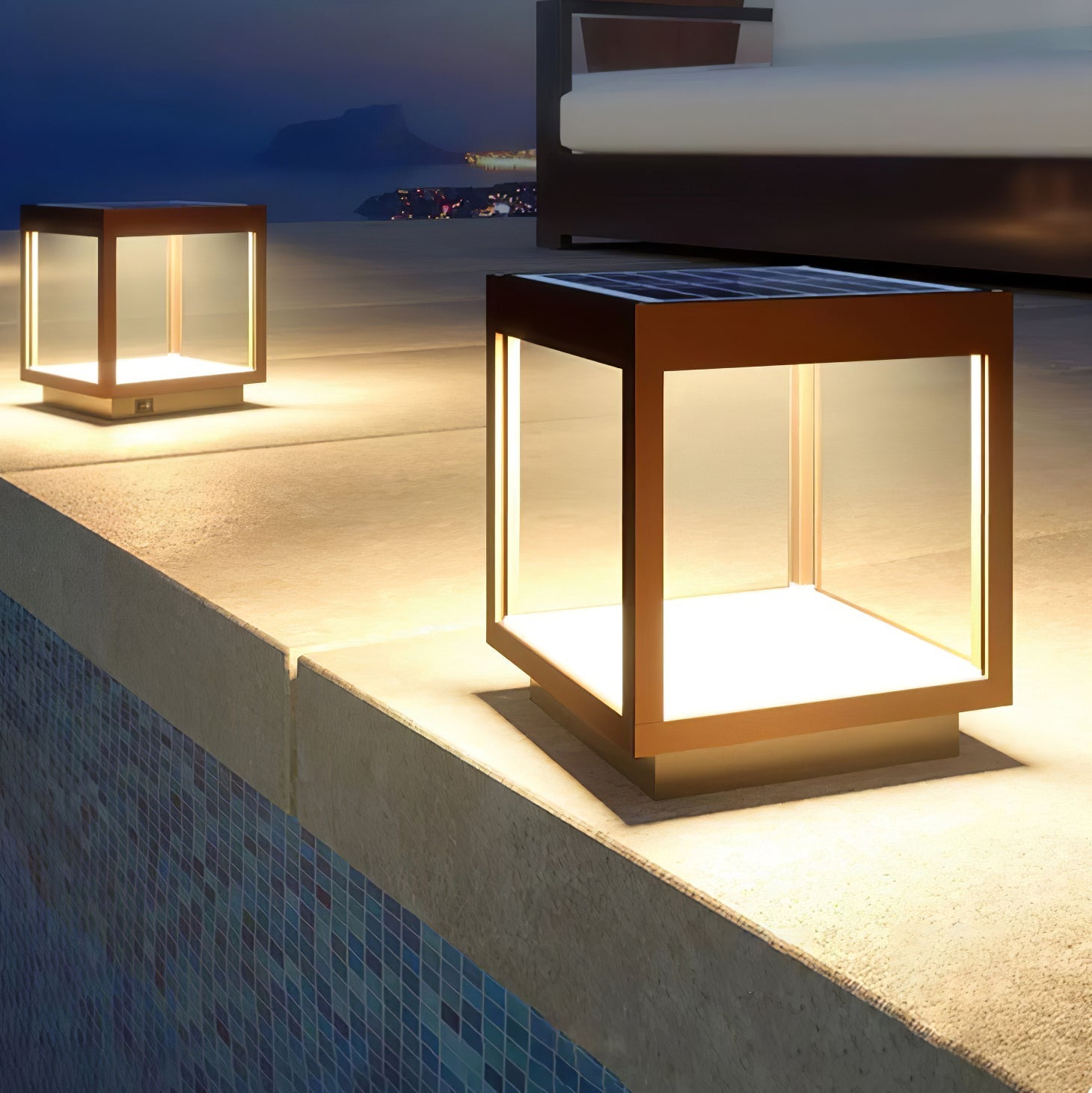 Square Frame Solar Outdoor Light Table Lamp