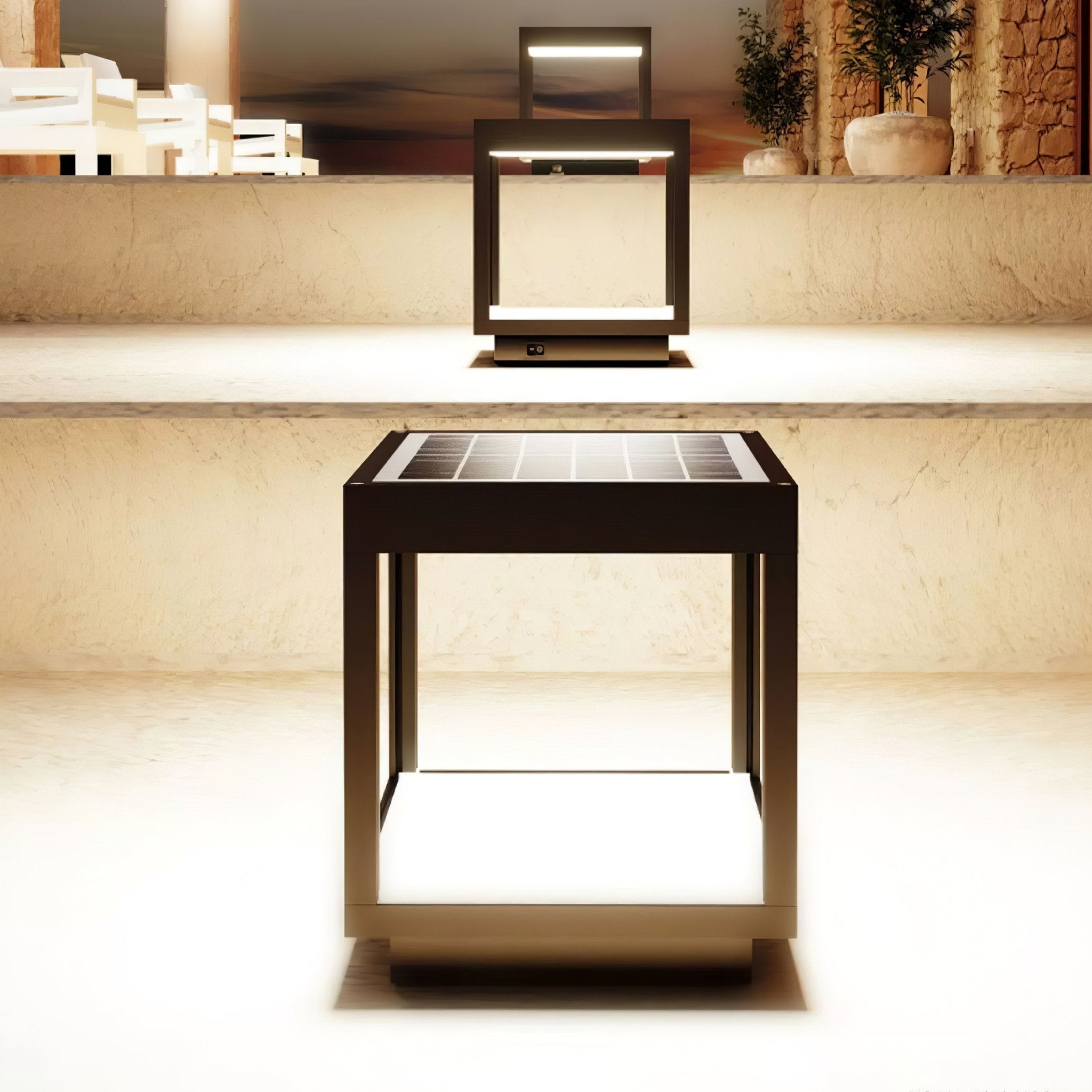 Square Frame Solar Outdoor Light Table Lamp