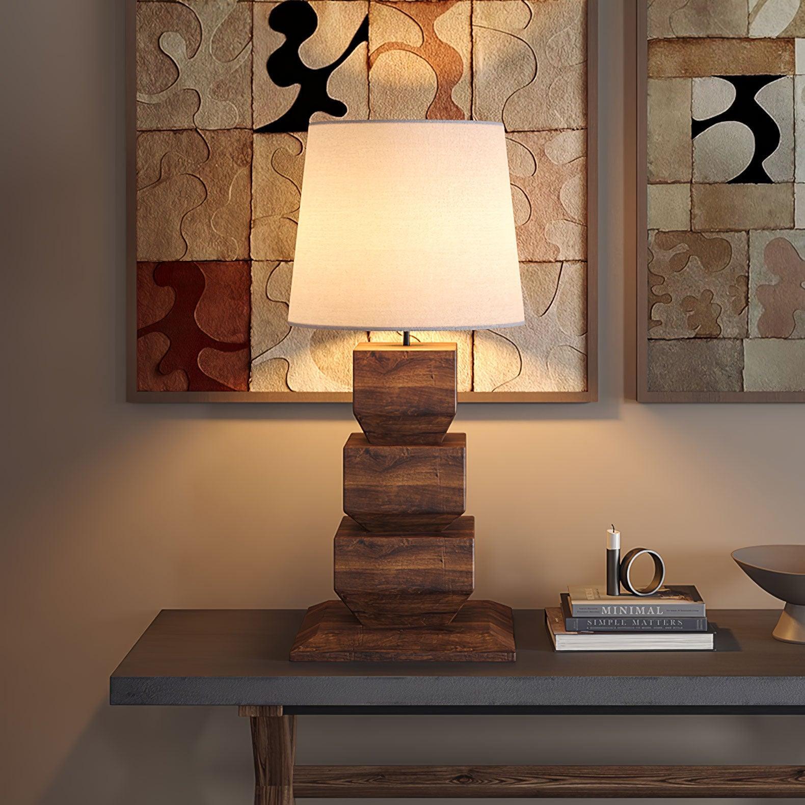 Stacked Wooden Table Lamp 15.7