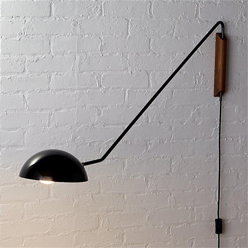 Swing Dome Wall Light Wall Light - W 103cm x H 30cm Wood, Plug-In Wall Sconce, detail 21