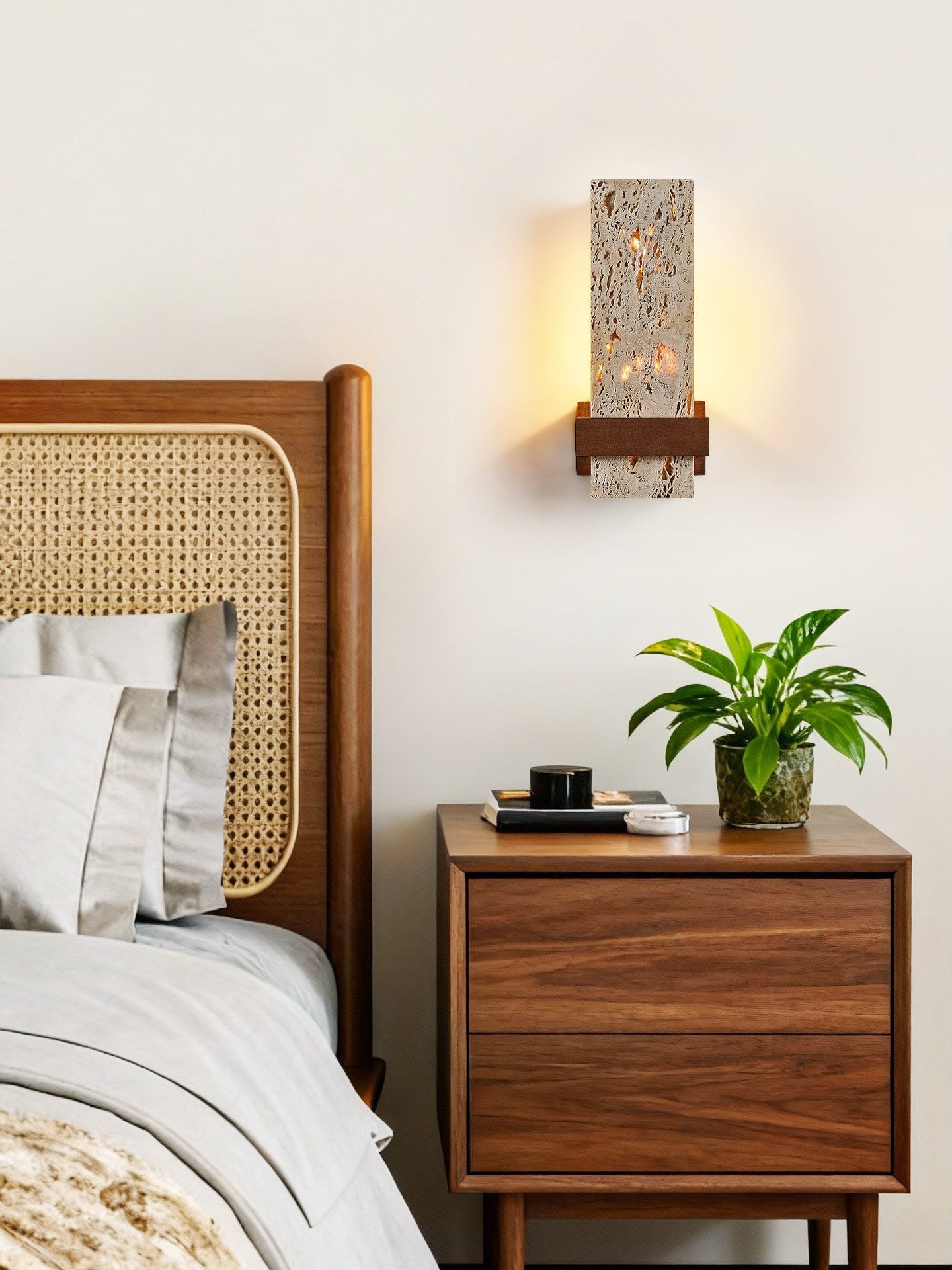 Terra Travertine Wall Light, Hardwired Wall Sconce, detail 14