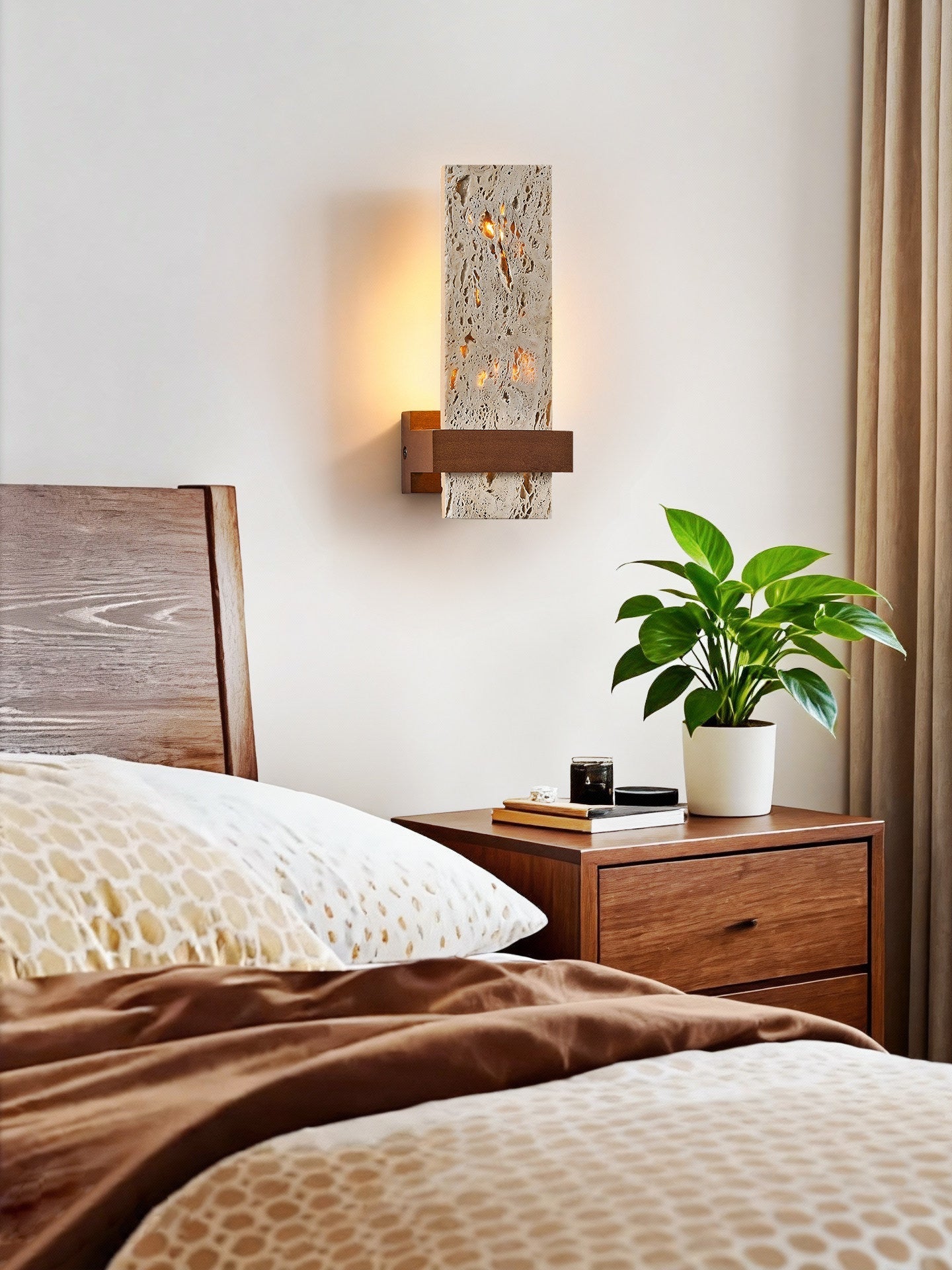 Terra Travertine Wall Light, Hardwired Wall Sconce, detail 15