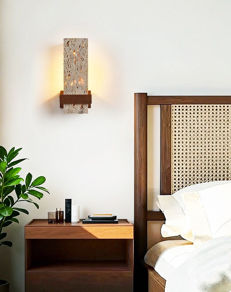 Terra Travertine Wall Light, Hardwired Wall Sconce, detail 7