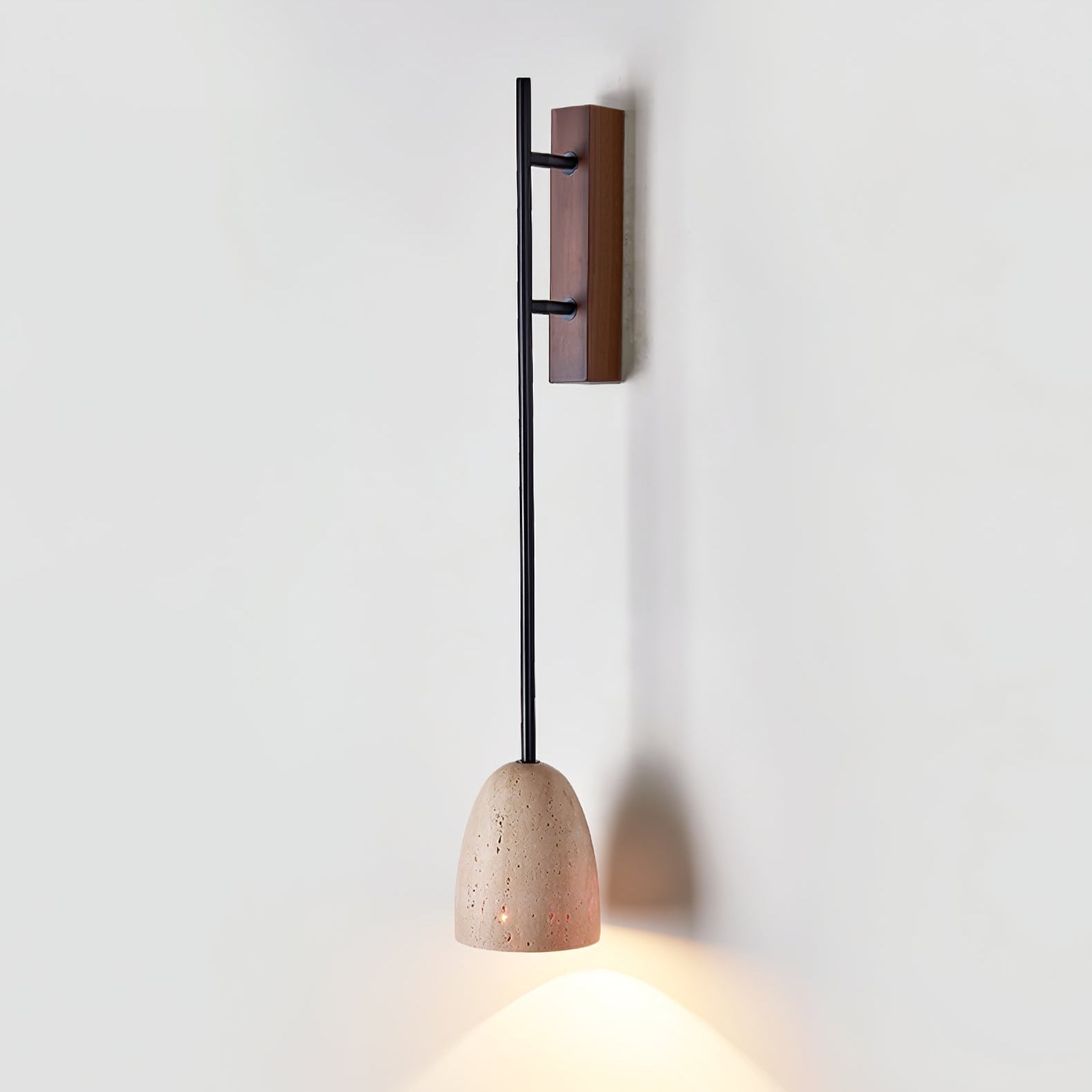 travertine lighting fixture shown as a main product image for hospitality spaces