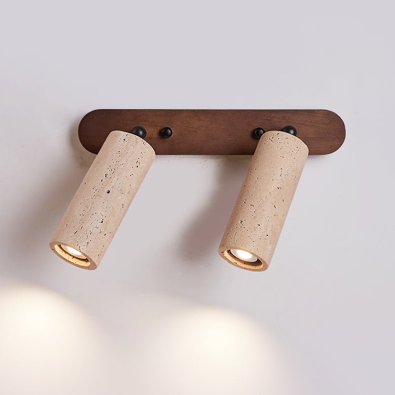 Travertine Triple Spotlight Wall Light - Dia 35cm x H 16.5cm Travertine, Hardwired Wall Sconce