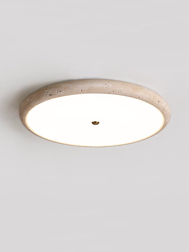 Textured Travertine Disk Ceiling Light