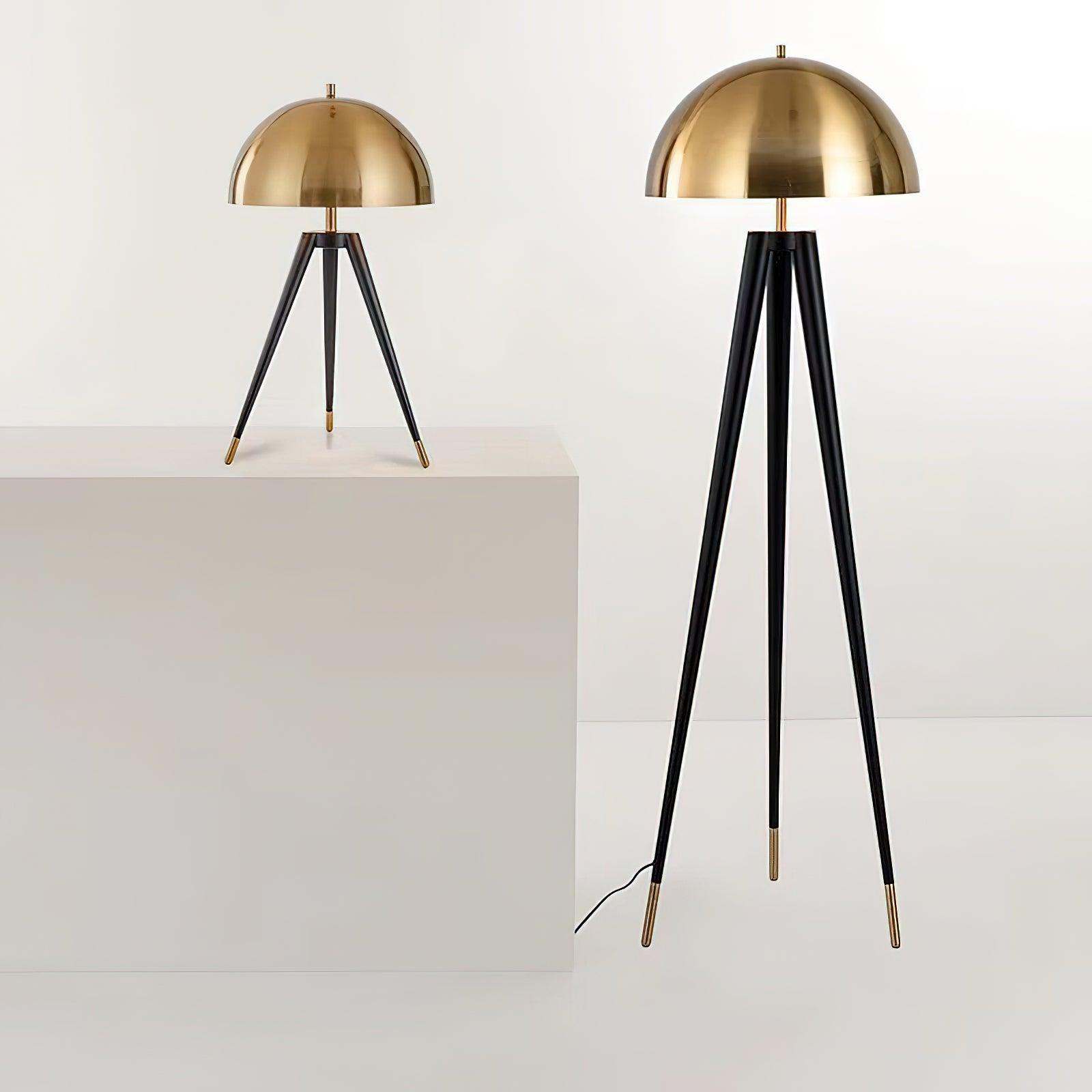 Three Legged Gold Gong Table Lamp 13.8
