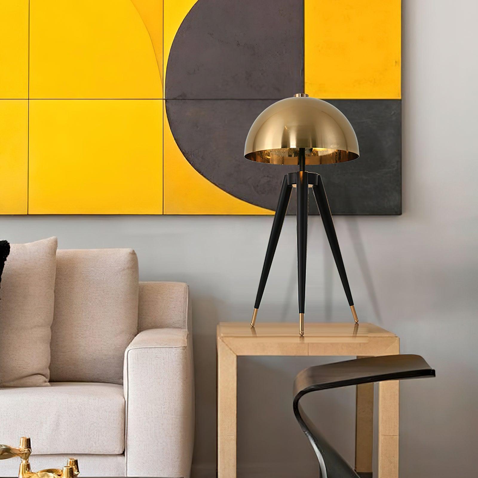 Three Legged Gold Gong Table Lamp 13.8