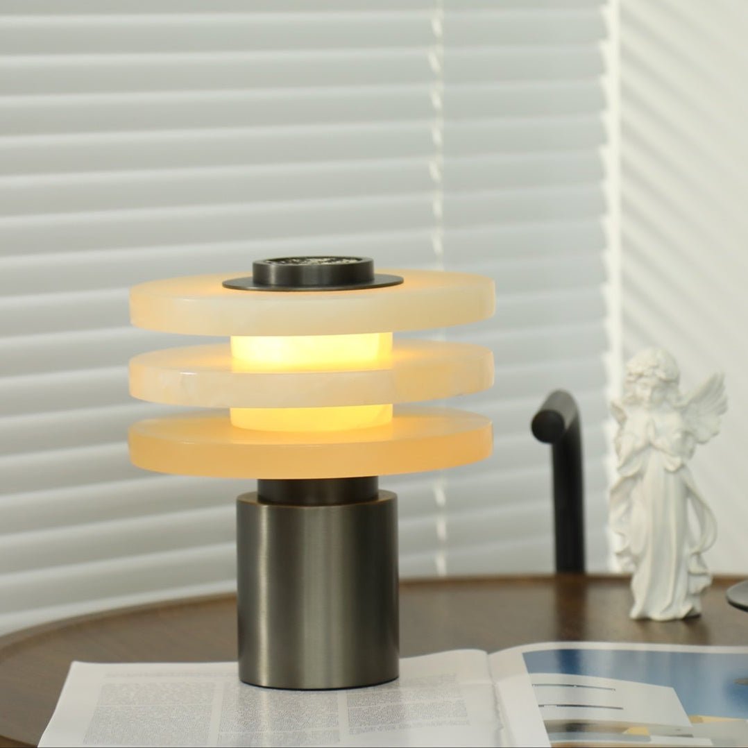 Tiered Obelisk Alabaster Table Lamp