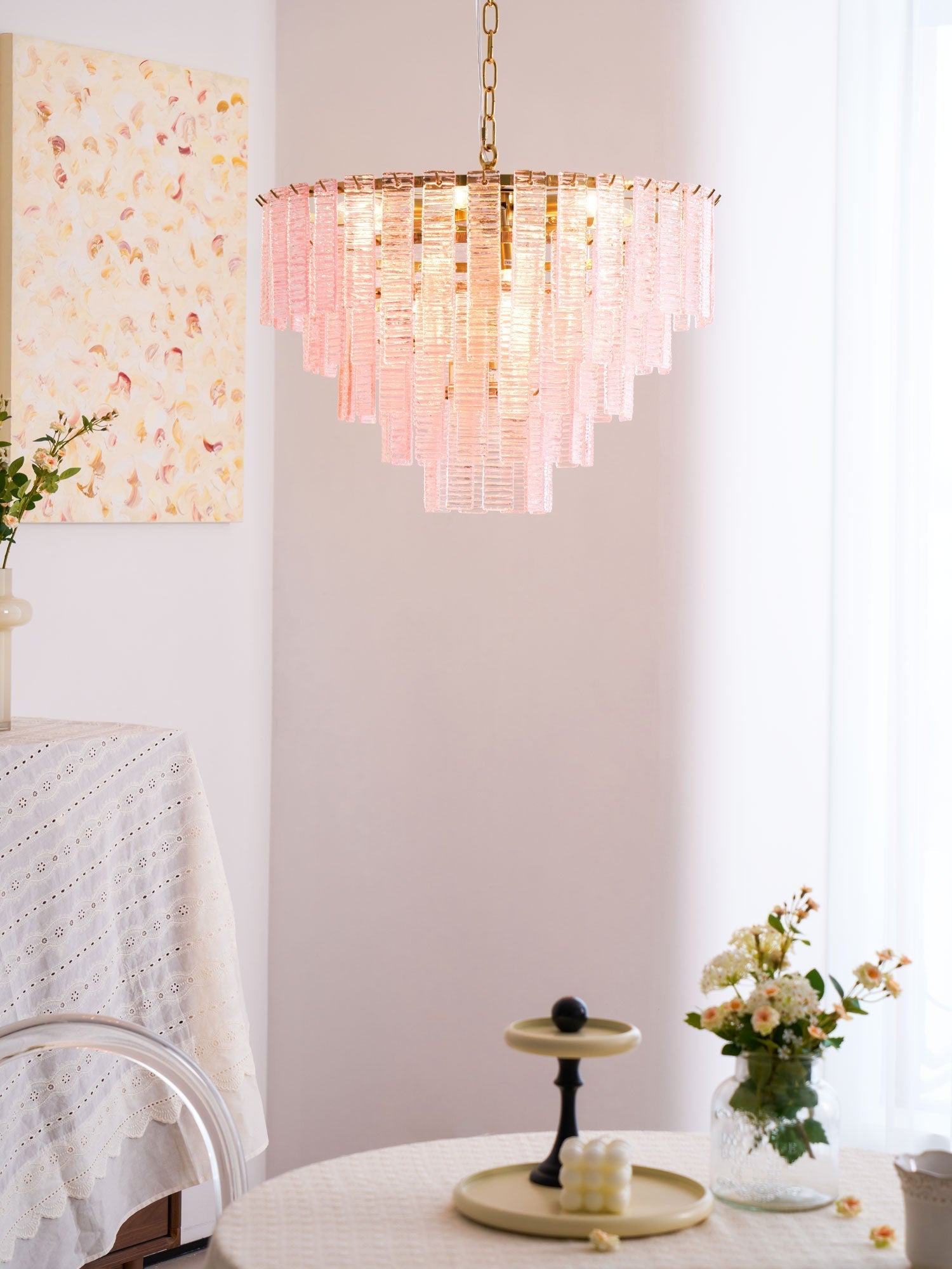 Opalora Pink Murano Chandelier