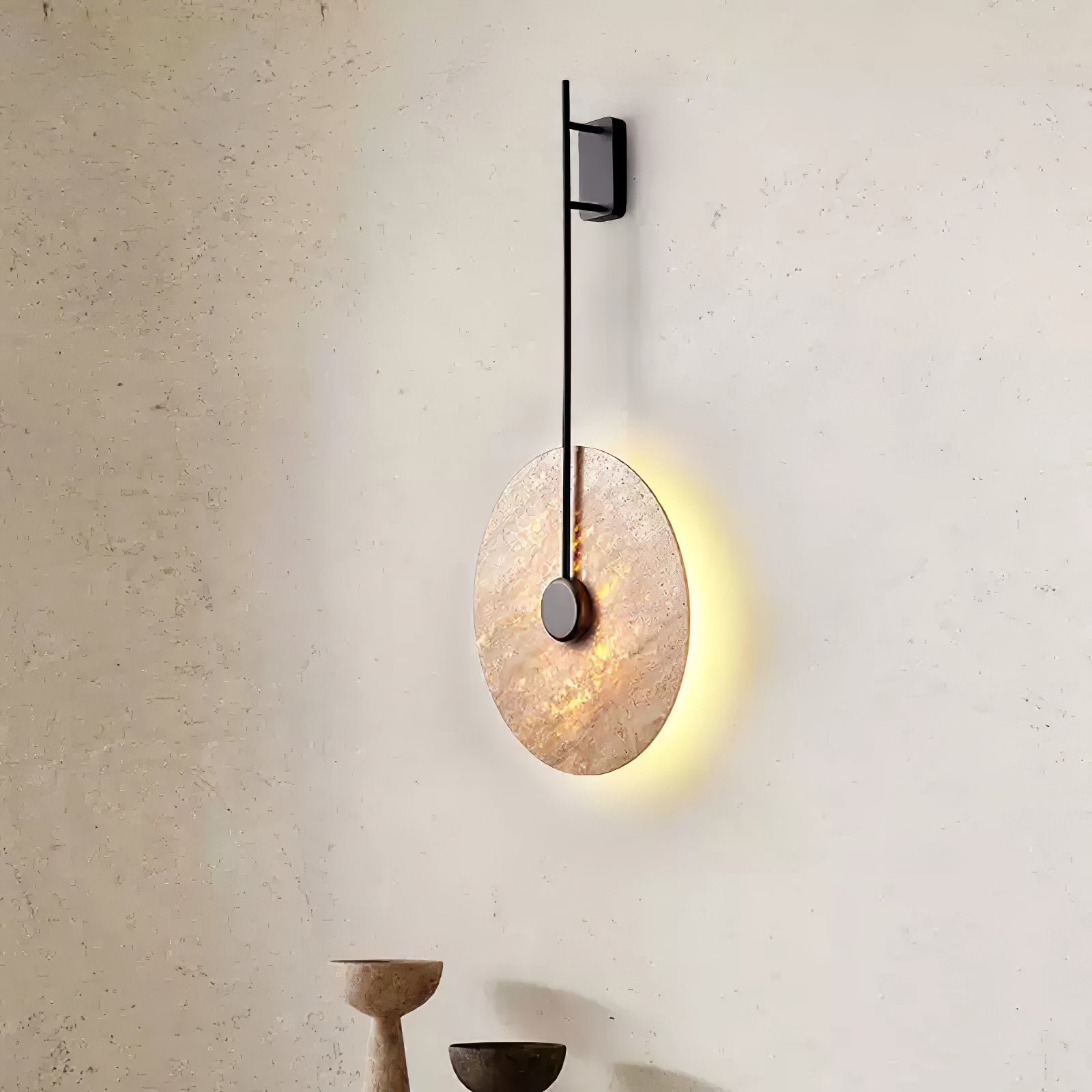 Travertine Disc Wall Lamp 11.8