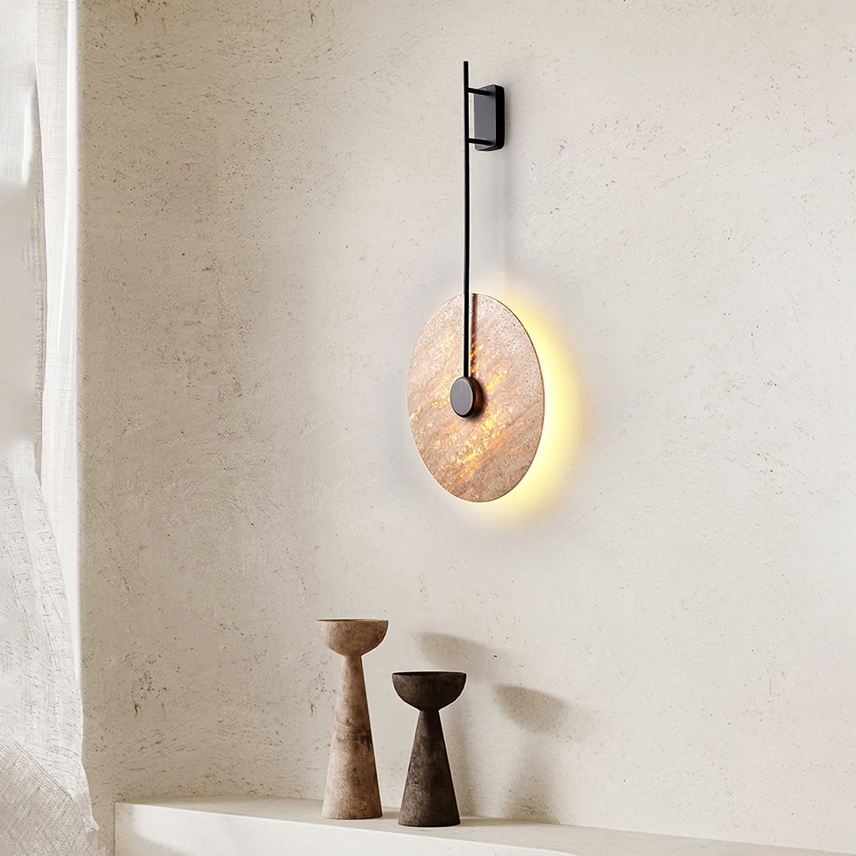 Travertine Disc Wall Lamp 11.8