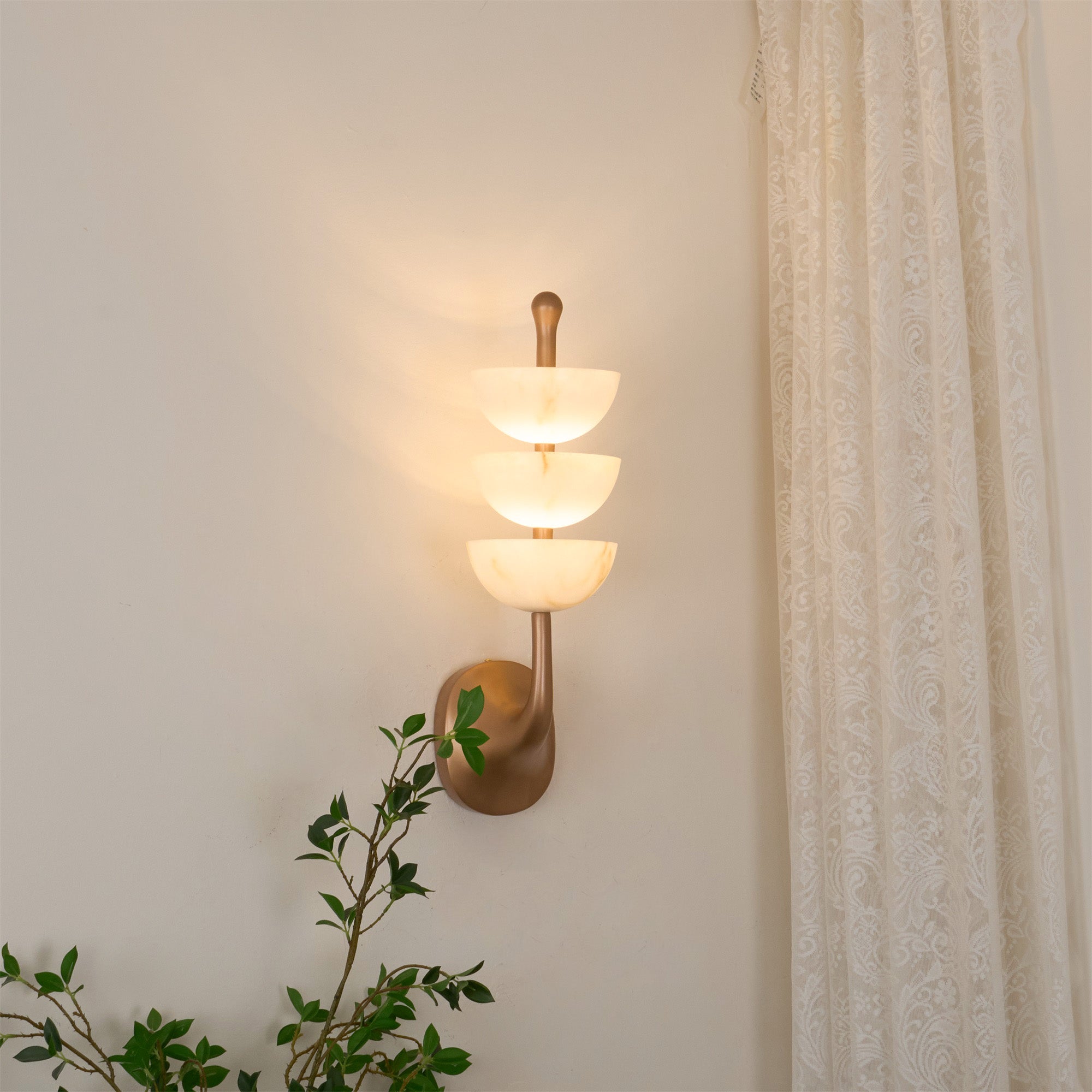 Triple Alabaster Wall Sconce 5.9