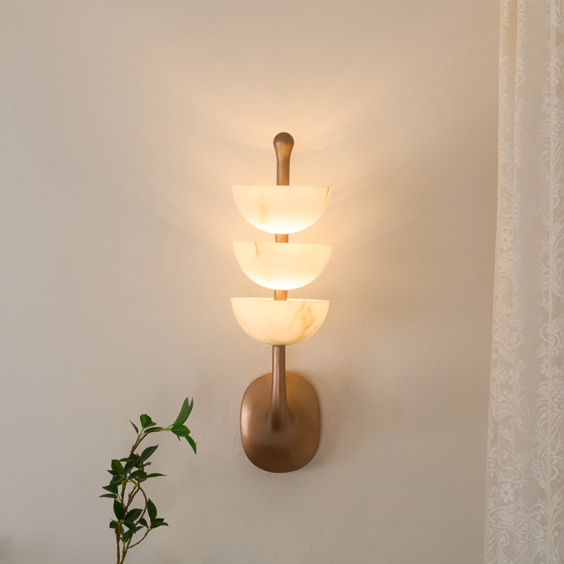 Triple Alabaster Wall Sconce 5.9