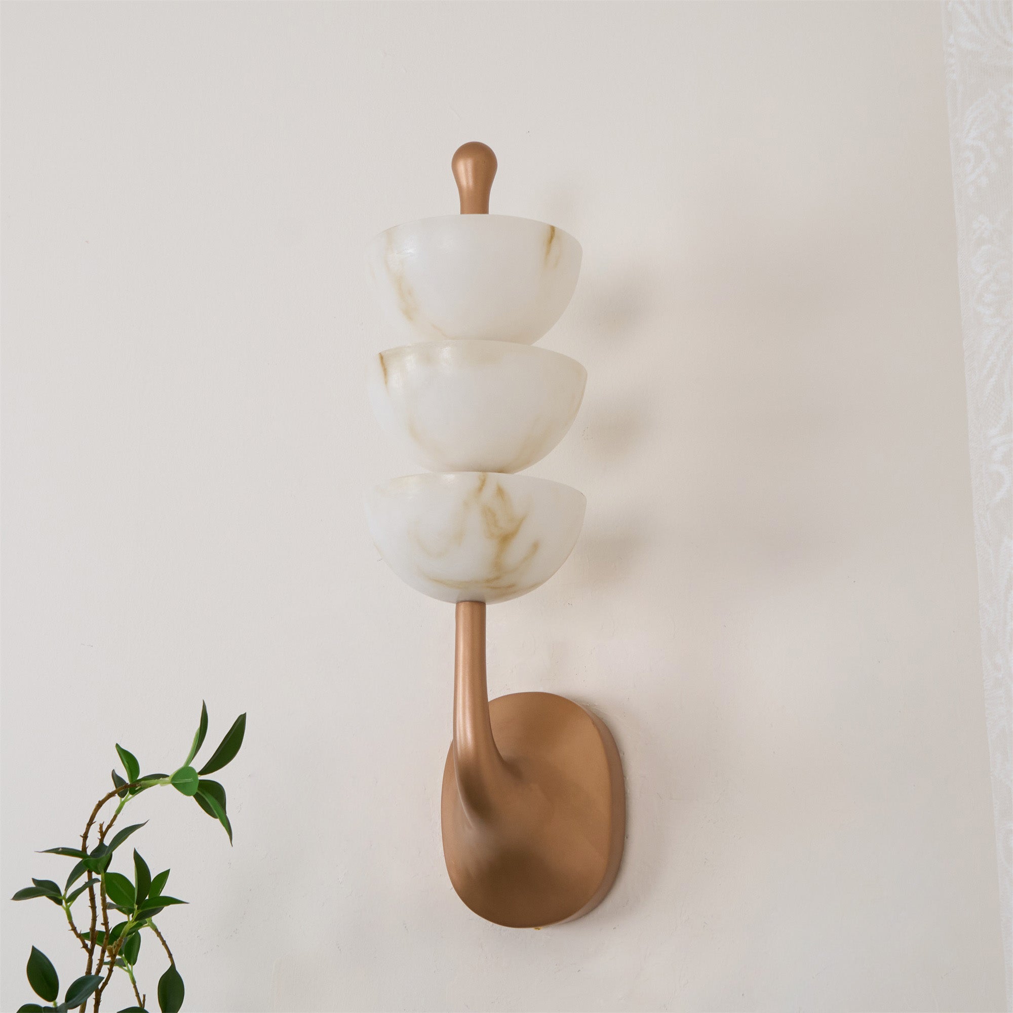 Triple Alabaster Wall Sconce 5.9
