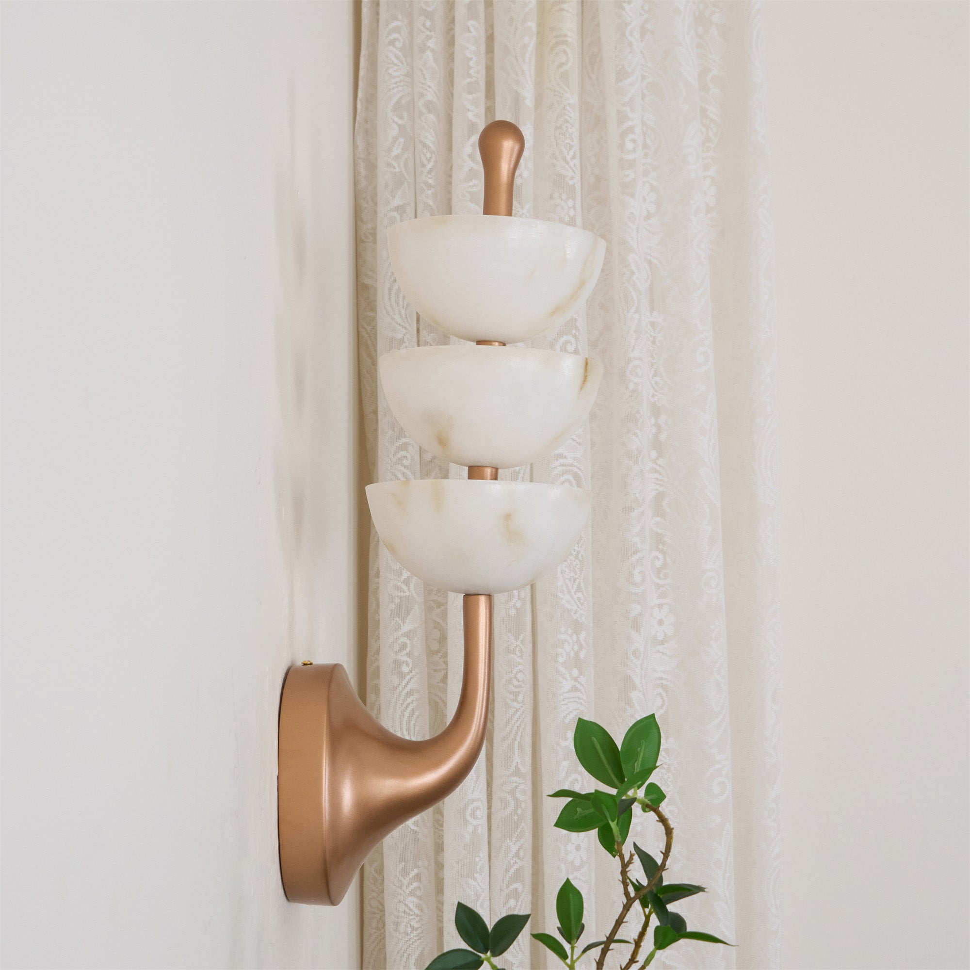 Triple Alabaster Wall Sconce 5.9