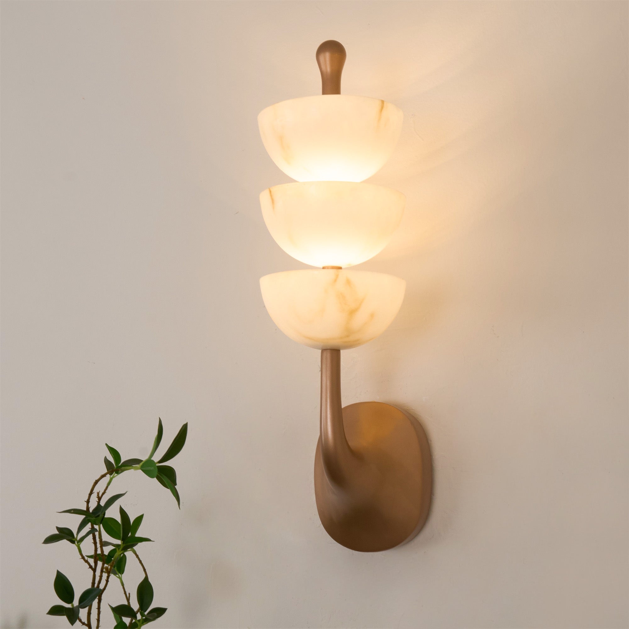 Triple Alabaster Wall Sconce 5.9