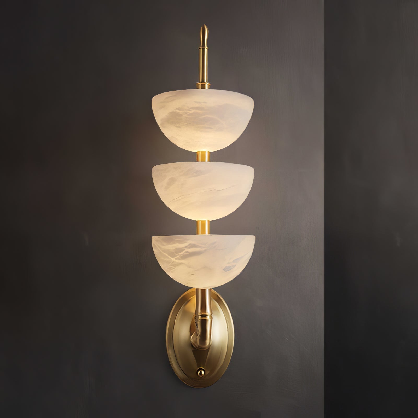 Triple Alabaster Sconce Wall Light, Hardwired Wall Sconce, detail 16