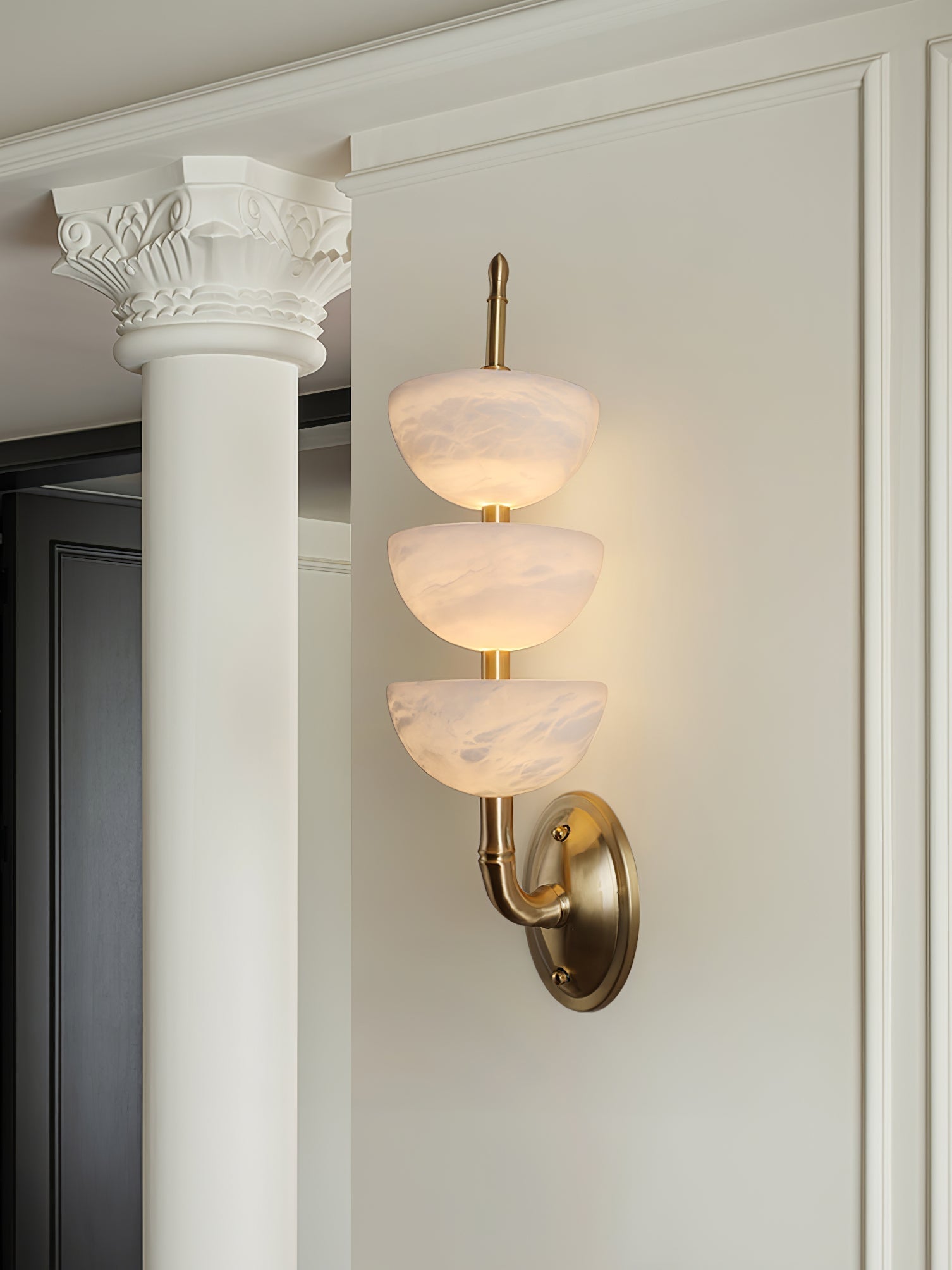 Triple Alabaster Sconce Wall Light, Hardwired Wall Sconce, detail 18