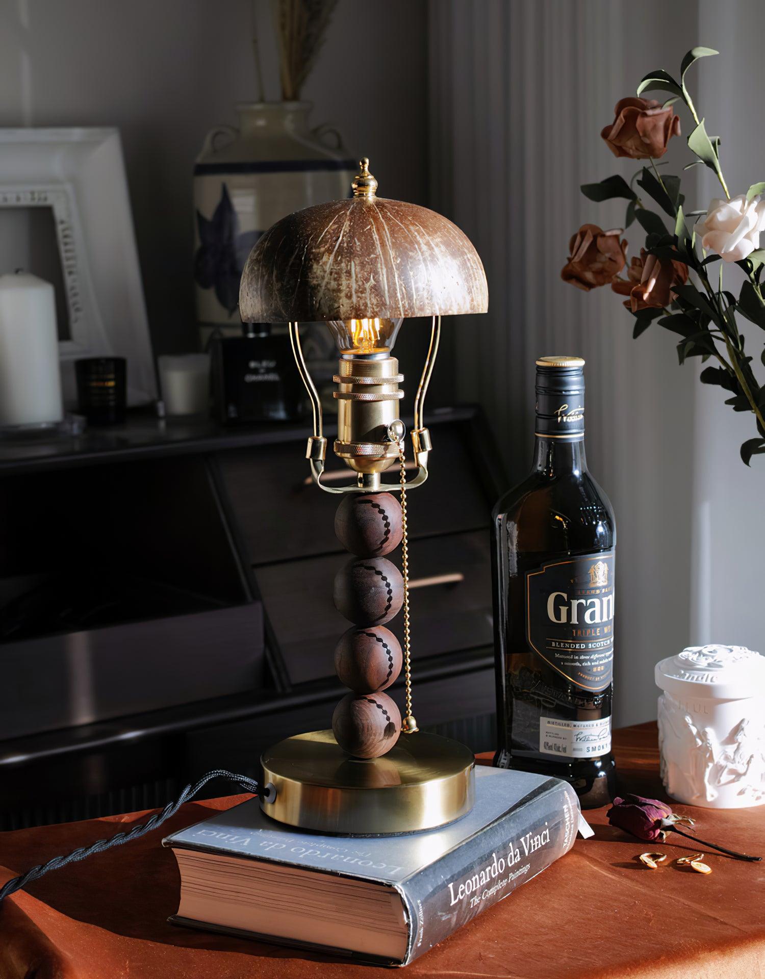 Turned Wood Candlestick Shaped Table Lamp 4.7