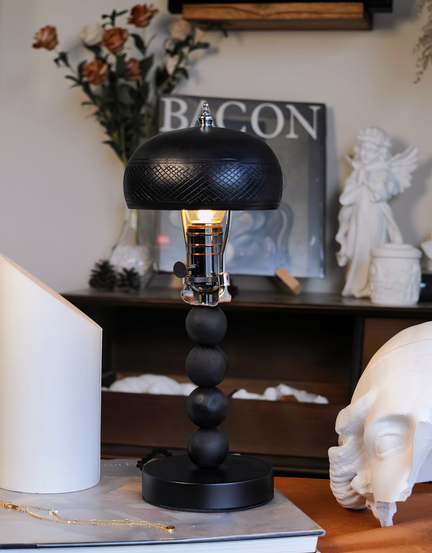 Turned Wood Candlestick Shaped Table Lamp 4.7