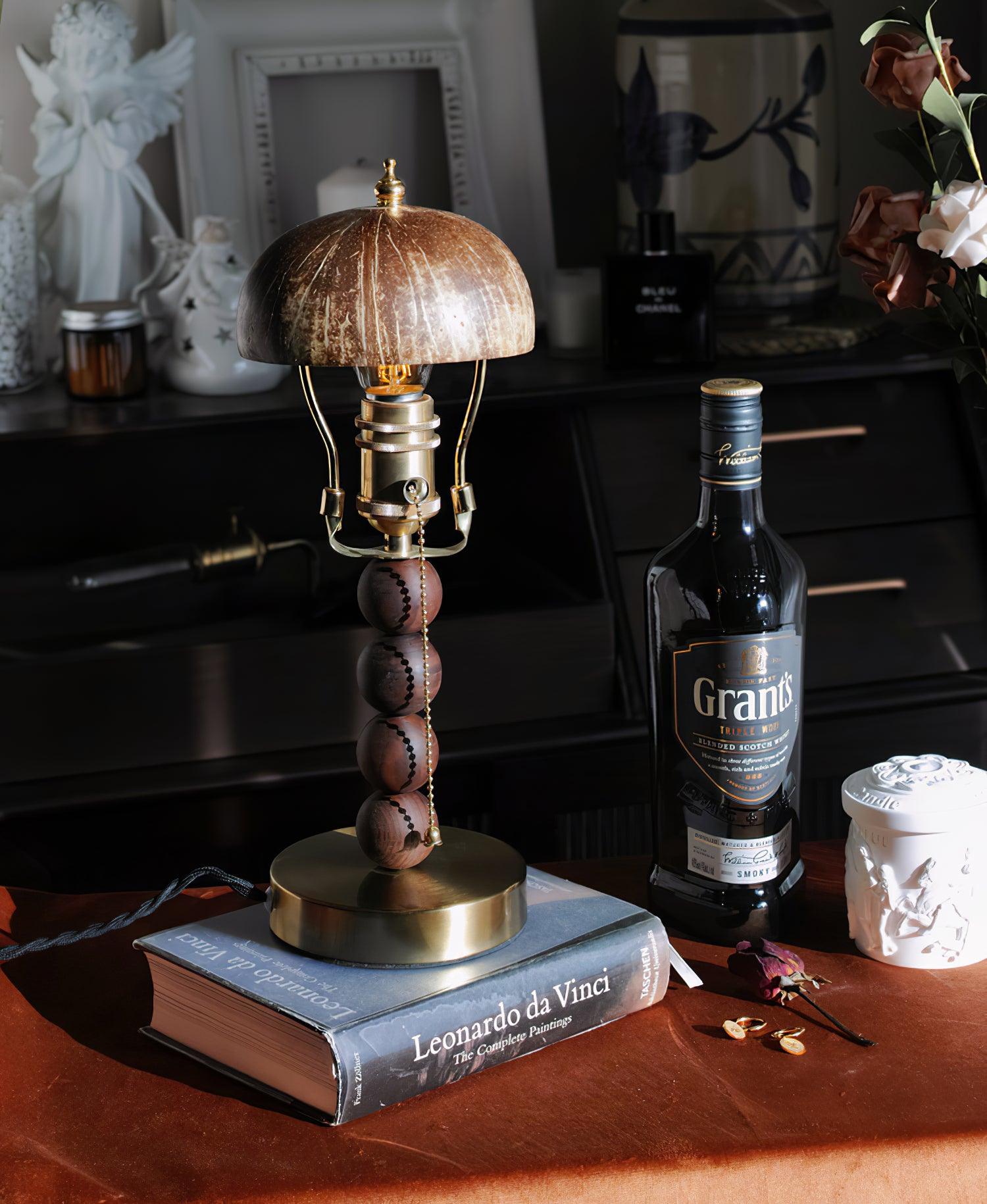 Turned Wood Candlestick Shaped Table Lamp 4.7