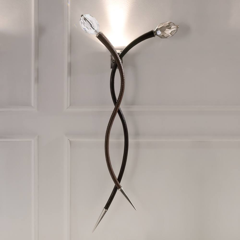 Large Contemporary Italian Leather Wall Light wall light in brass, leather, crystal | Tianguang Select