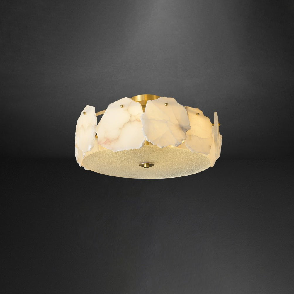 Close-up angle of Valeria Alabaster Ceiling Lamp Ceiling Light showing form and material detail