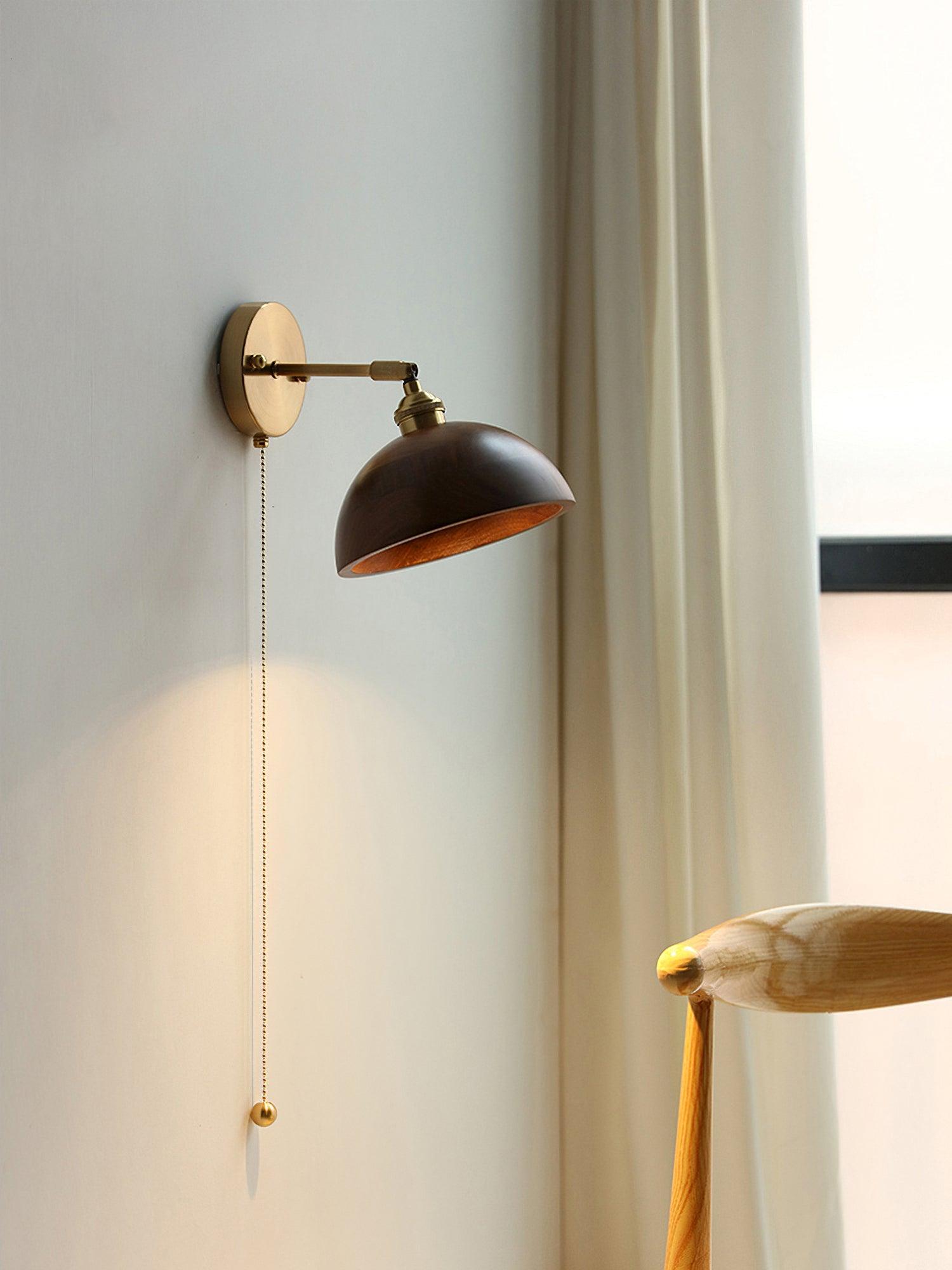 Vintage Wood Wall Light, Hardwired Wall Sconce, detail 9