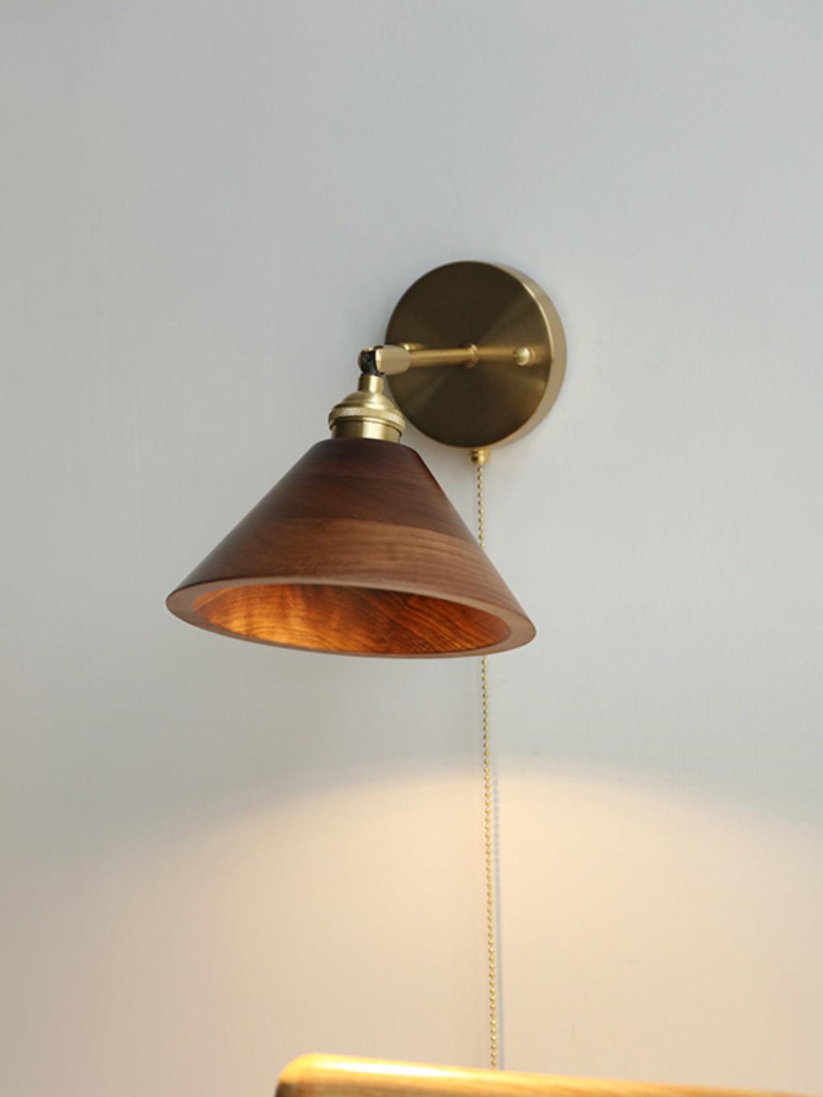 Vintage Wood Wall Light, Hardwired Wall Sconce, detail 3